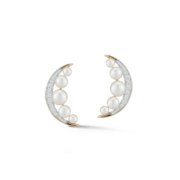 Mateo - Women
s 14kt Gold Pearl Crescent Moon Earring - (Yellow Gold)