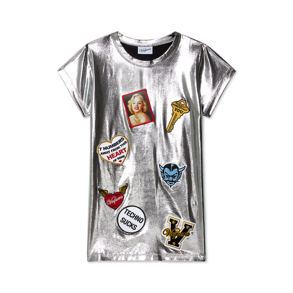 Vaquera - Women
s Baby Tee With Patches - (Silver)