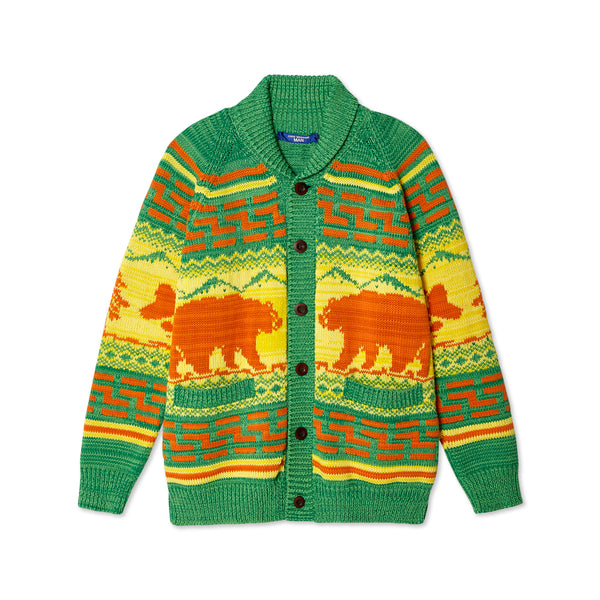 Junya Watanabe MAN - Men
s Button-Up Cardigan - (Green/Yellow)