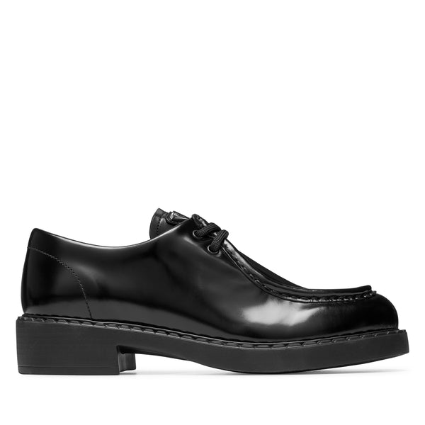 Prada - Women
s Brushed Leather Lace-Up Shoes - (Nero)