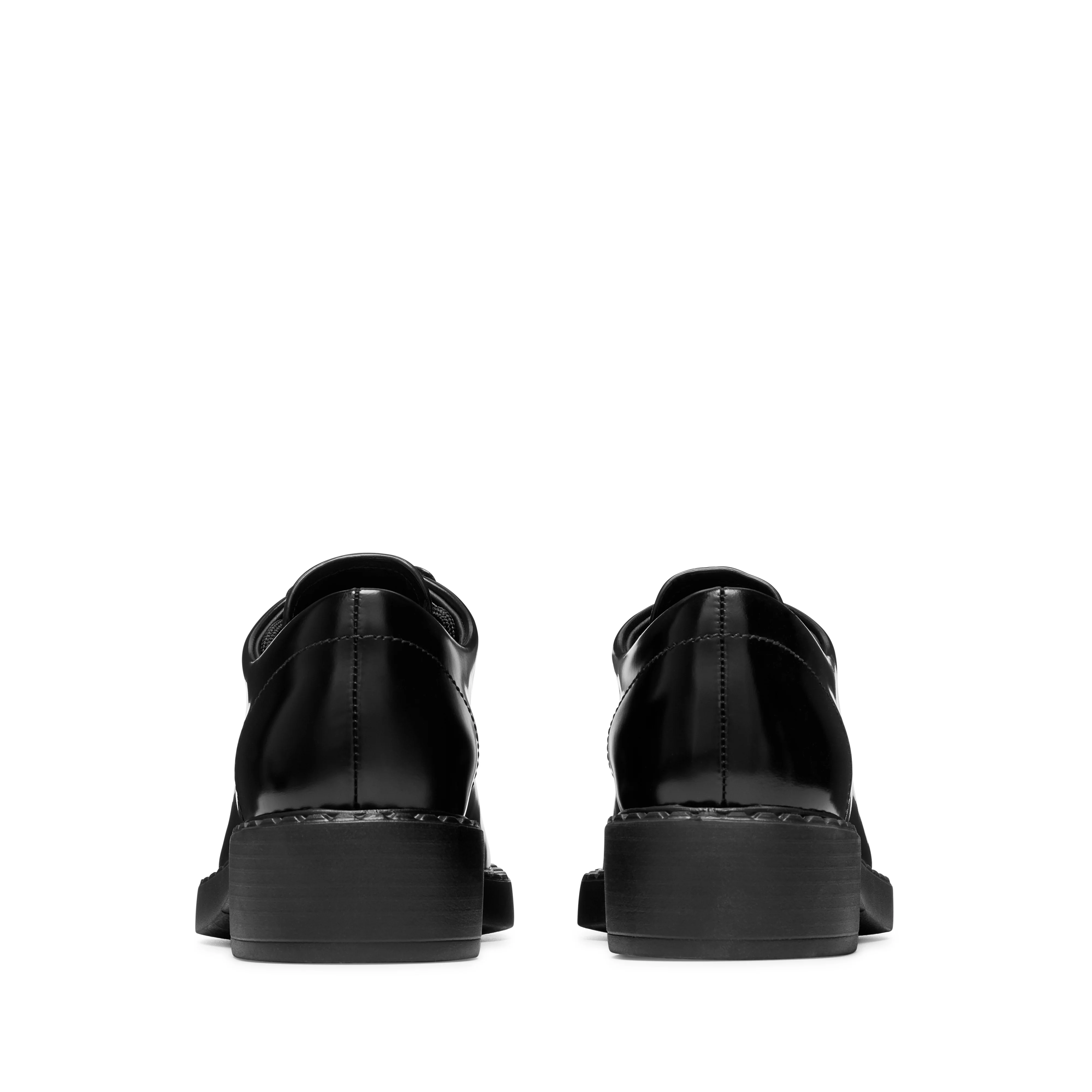 Prada - Women's Brushed Leather Lace-Up Shoes - (Nero)