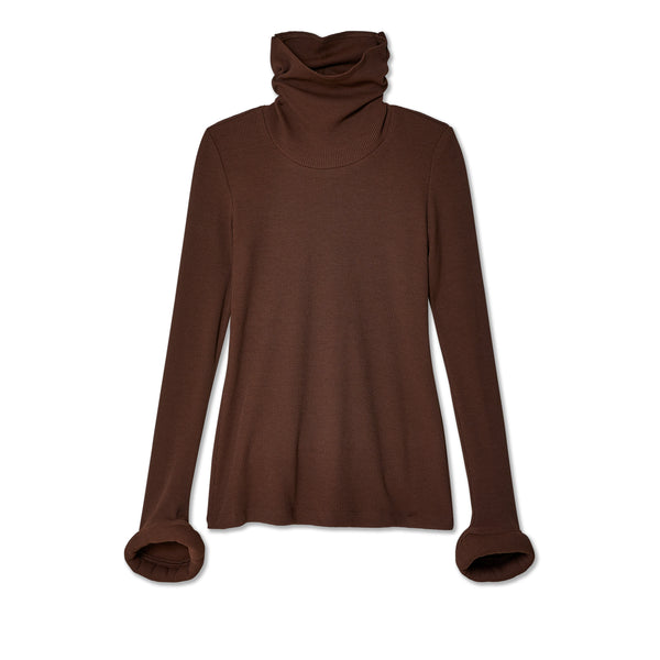 Melitta Baumeister - Women
s Long Neck Top - (Dark Brown)