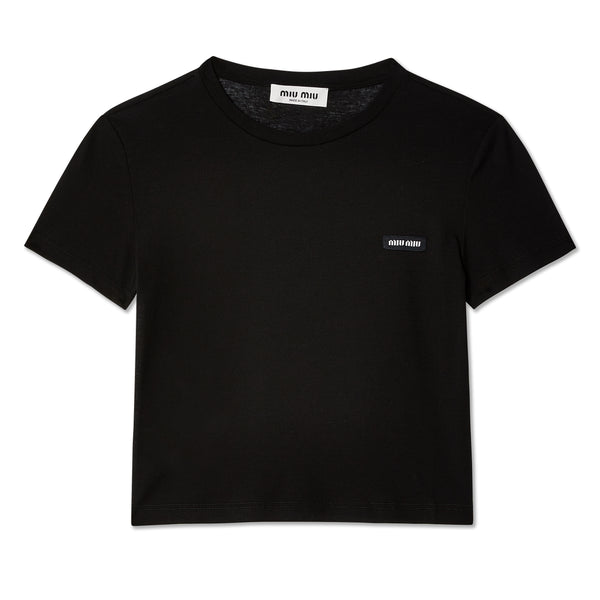 Miu Miu - Women
s Ribbed Jersey T-Shirt - (Black)