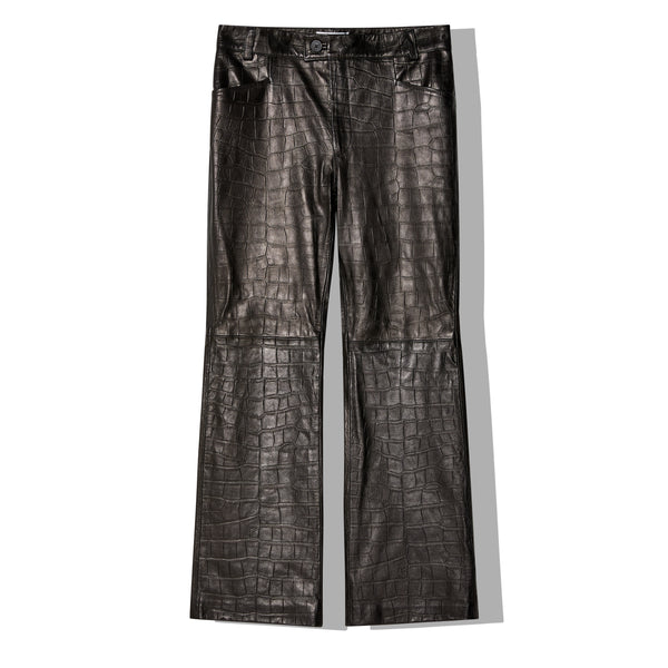 Ernest W. Baker - Men
s Crocodile Leather Flare Trousers - (Black Croc)