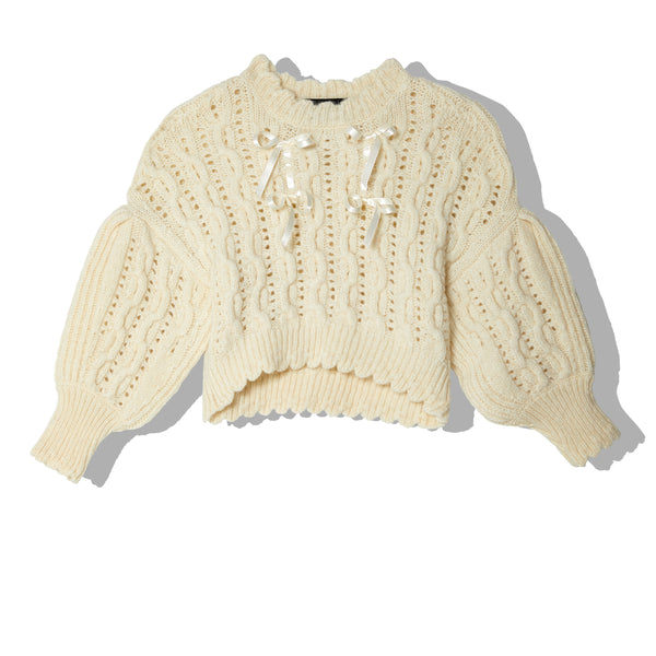 Simone Rocha - Women
s Lace Stitch Ribbon Sweater - (Cream)