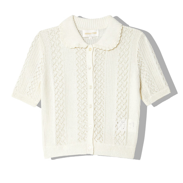 ShuShu/Tong - Women
s Doll Neck Knit Cardigan - (White)