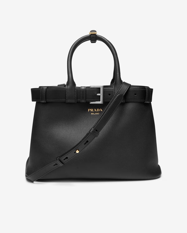 Prada - Women
s Buckle Medium Leather Bag - (Black)