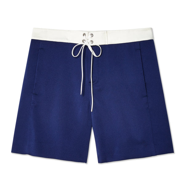 Miu Miu - Women
s Satin Bermudas - (Ink Blue/White)