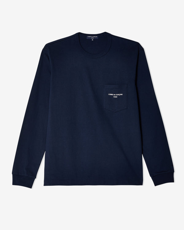 Comme des Garçons Homme - Men
s Long Sleeve Logo Tee - (Navy)