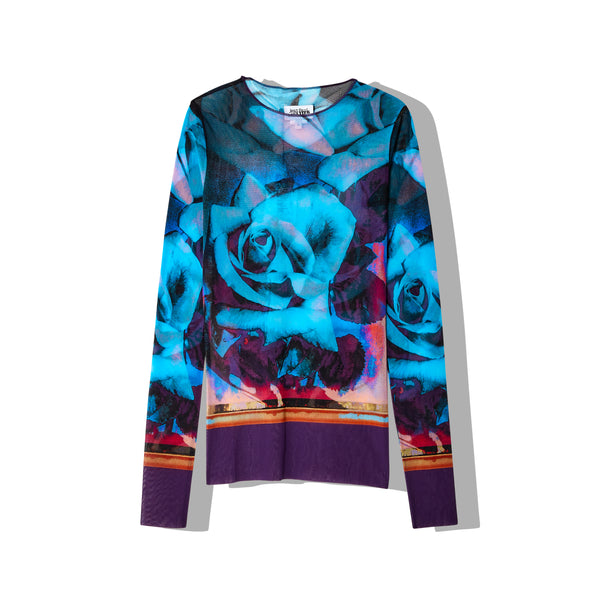 Jean Paul Gaultier - Women
s Mesh Long Sleeves Top - (Purple/Blue)