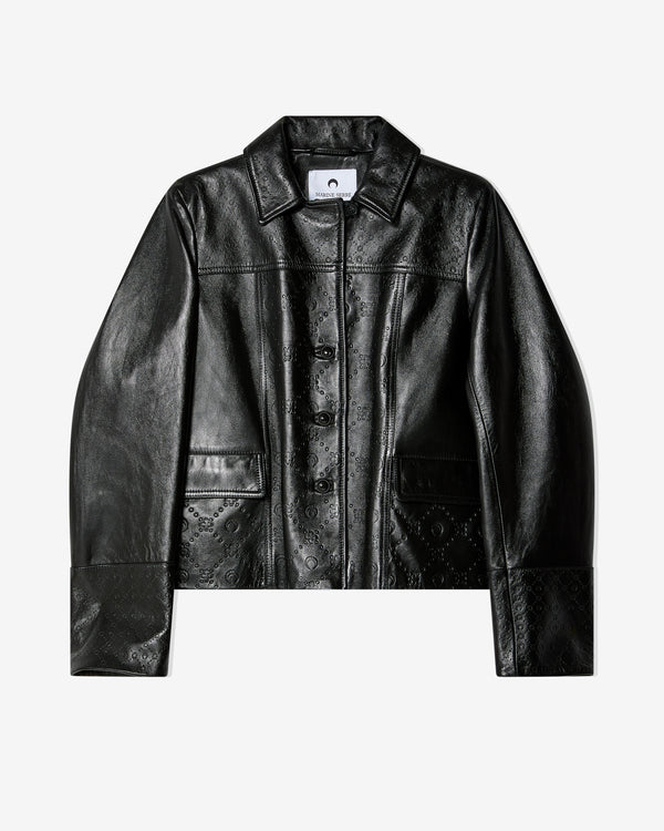 Marine Serre - Women
s Moonogram Embossed Leather Boxy Jacket - (Black)