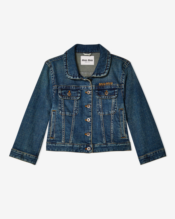 Miu Miu - Women
s Cropped Stretch Denim Jacket - (Blue)