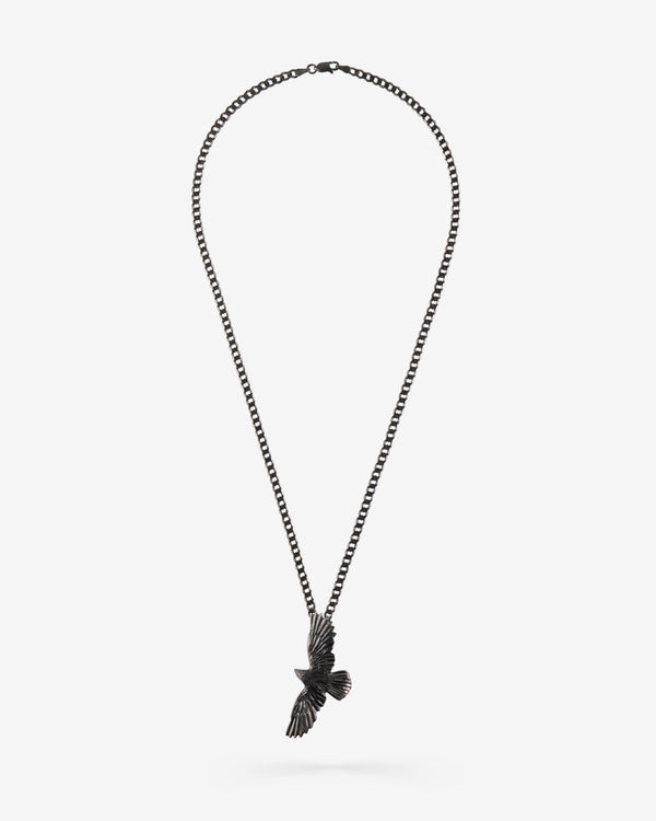 NVW - Women
s XL Black Raven Necklace - (Black Rhodium)