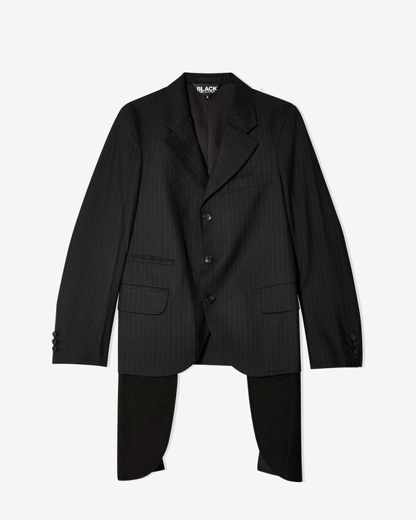 Black Comme des Garçons - Unisex Wool Pinstripe Pocket Bag Jacket - (Black/White)