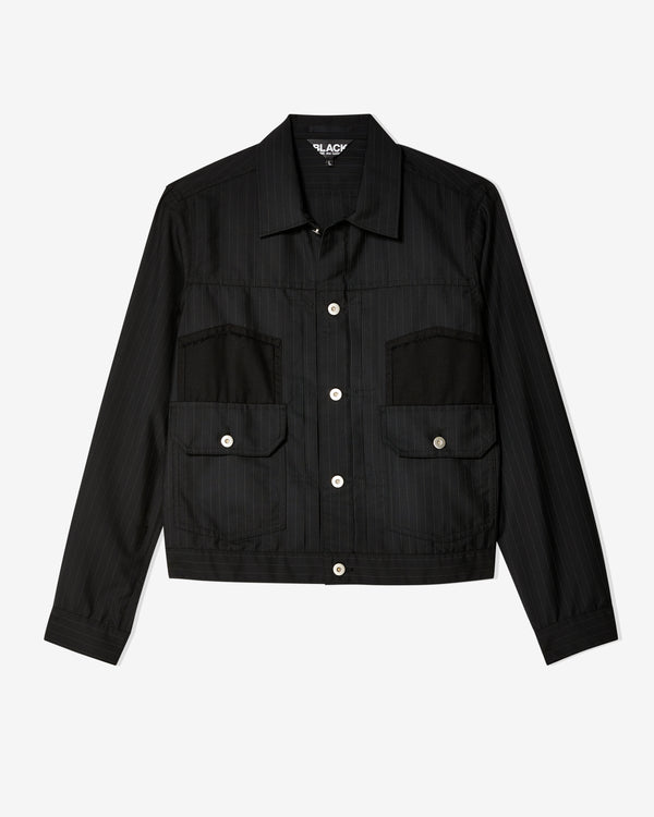 Black Comme des Garçons - Unisex Pinstripe Trucker Shirt - (Black/White)