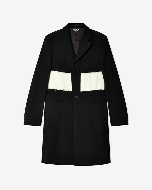 Black Comme des Garçons - Unisex Frayed Edge Coat - (Black/White)