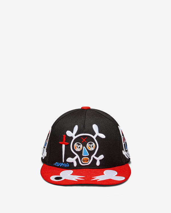 Clayton Patterson - Men
s Embroidered Open Skull Hat - (Black/Red)