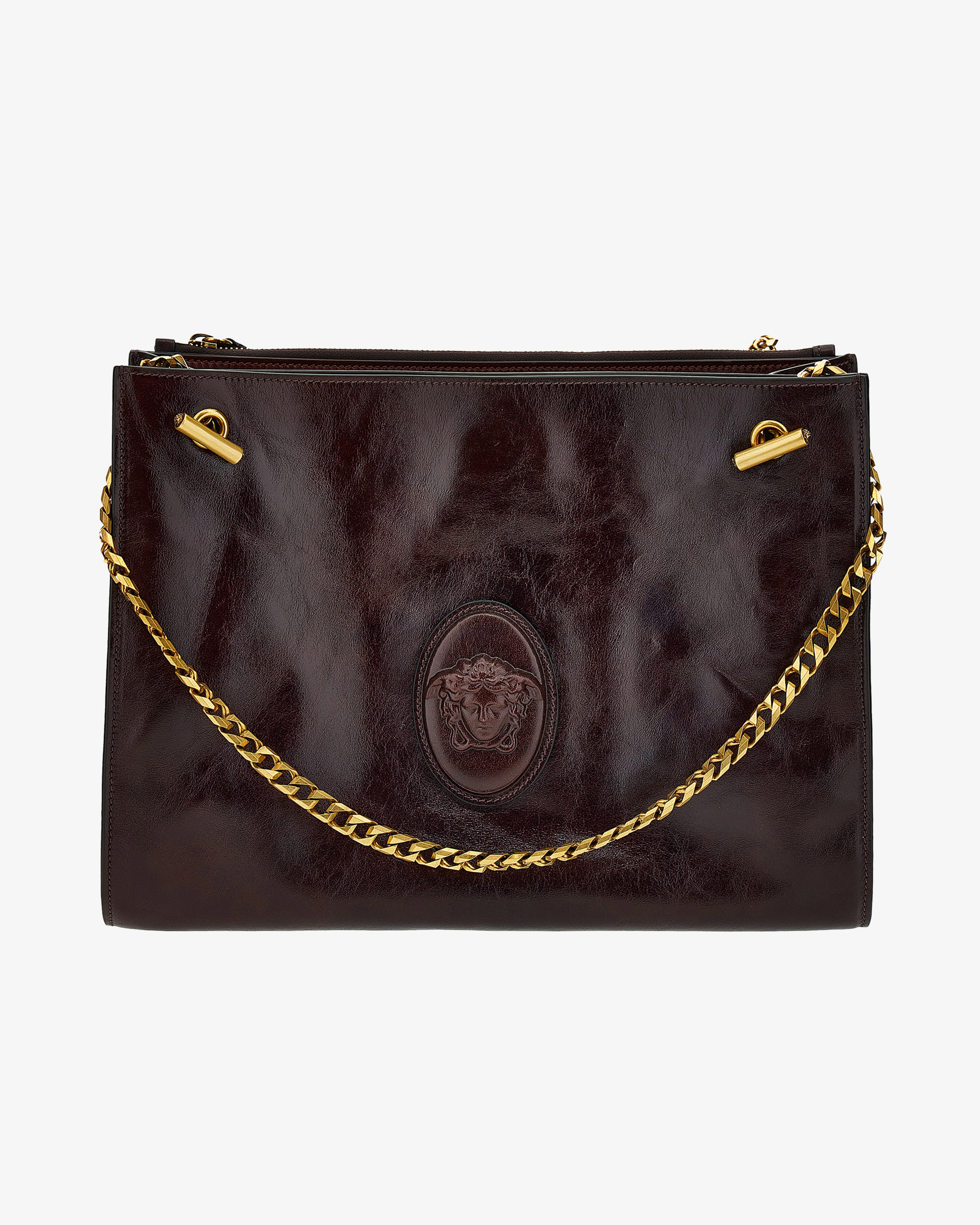 Versace - Women's Cabine Leather Shoulder Bag - (Brown/Gold)