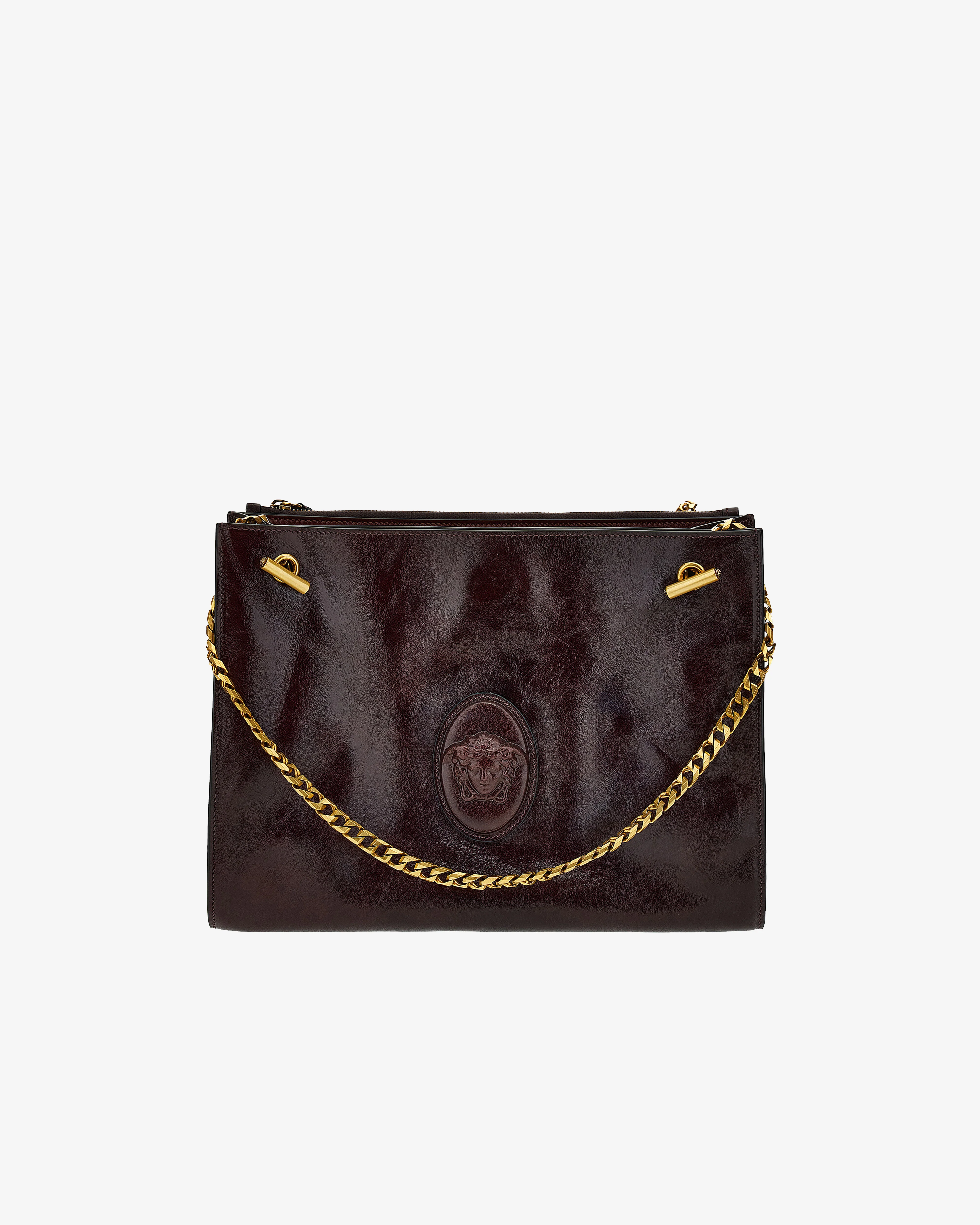 Versace - Women's Cabine Leather Shoulder Bag - (Brown/Gold)