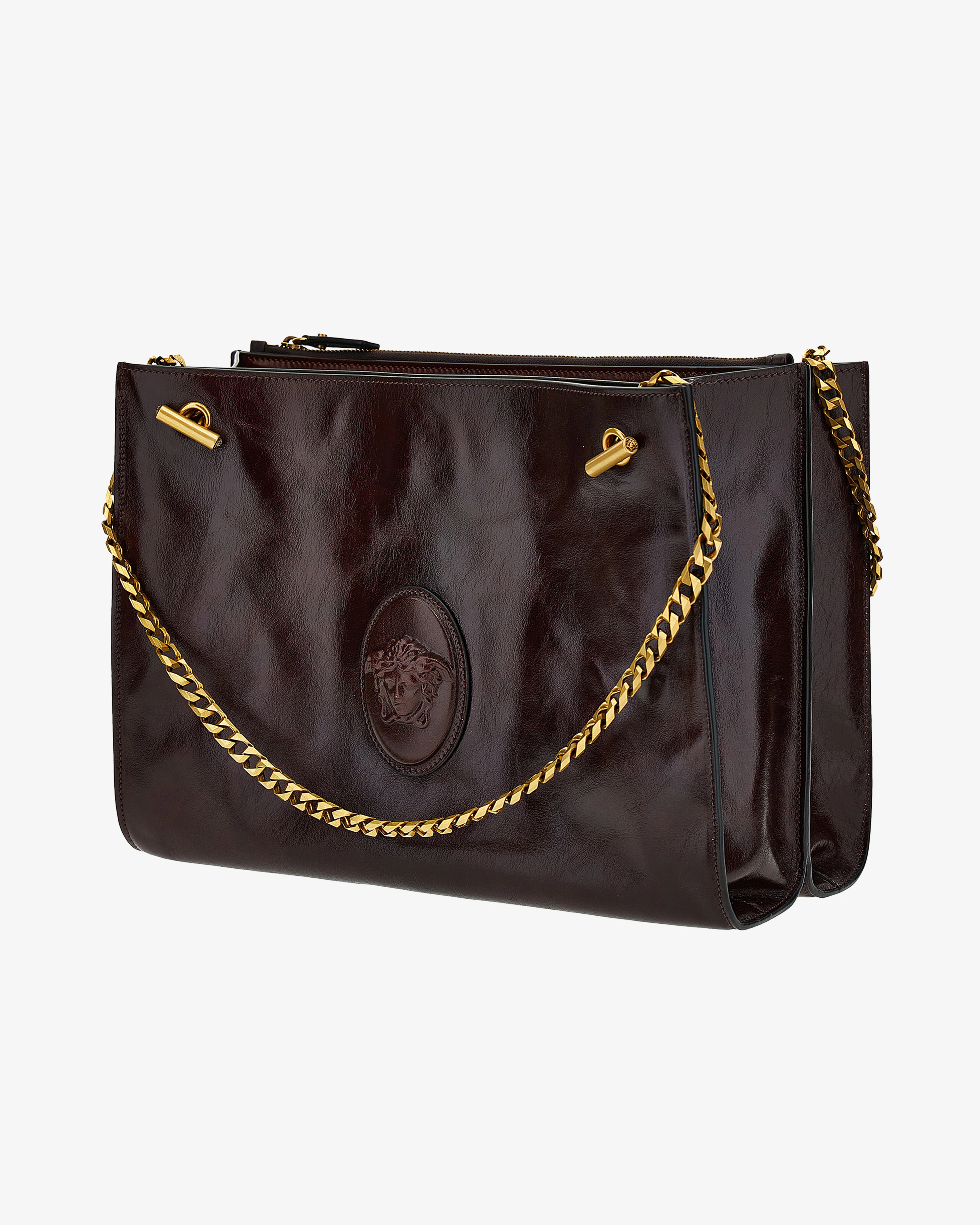 Versace - Women's Cabine Leather Shoulder Bag - (Brown/Gold)