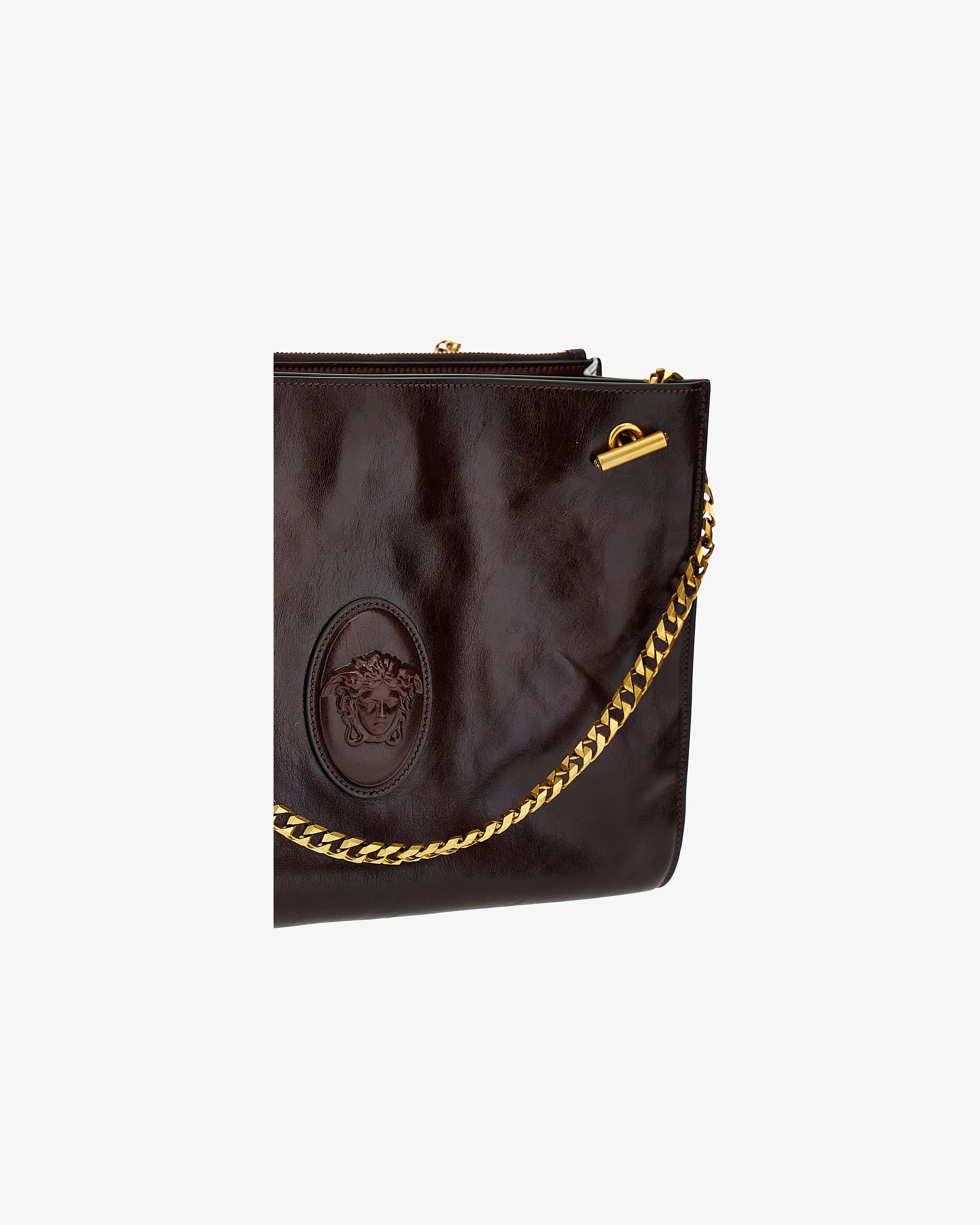 Versace - Women's Cabine Leather Shoulder Bag - (Brown/Gold)