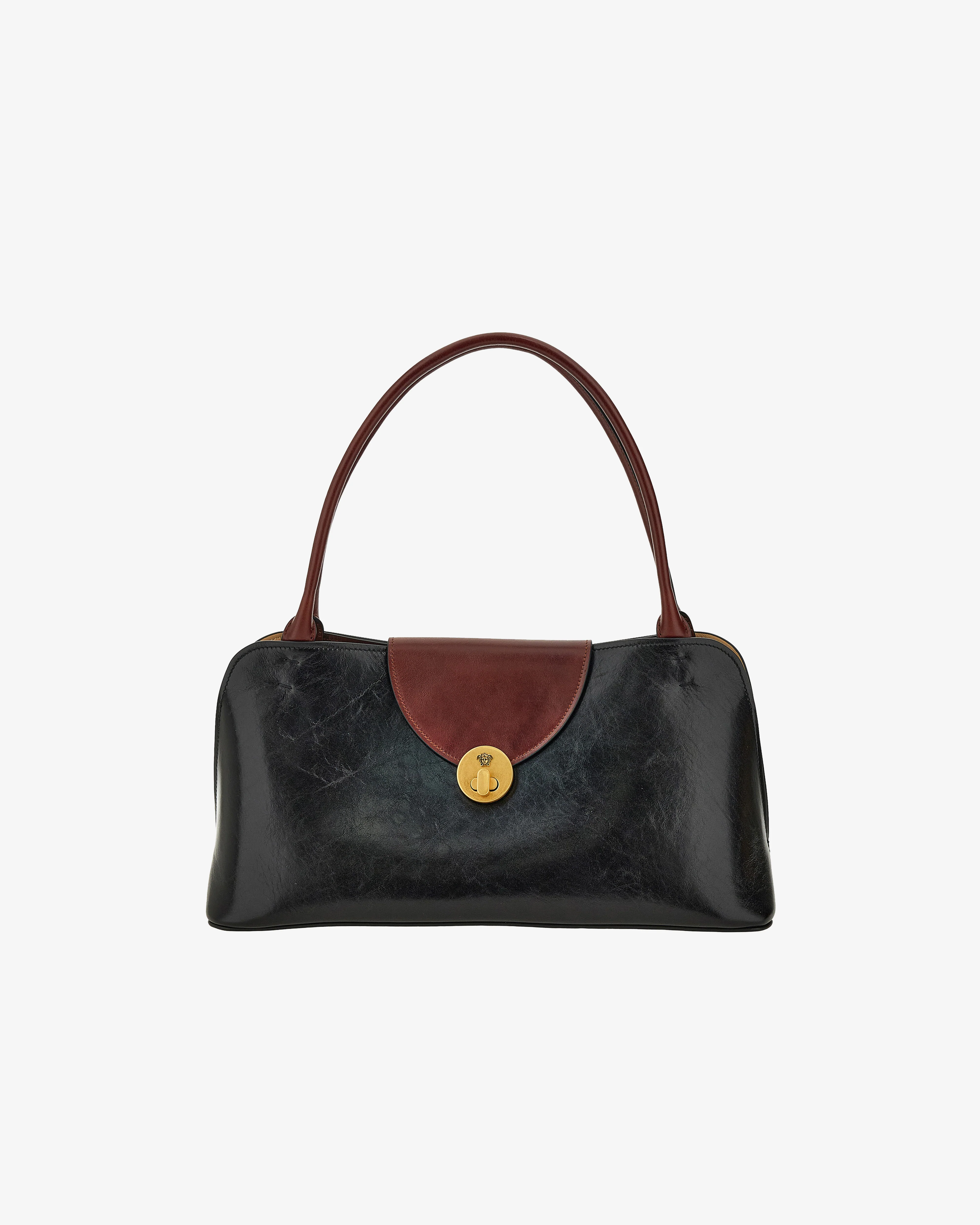 Versace - Women's Vivian Leather East/West Shoulder Bag - (Black/Brown)