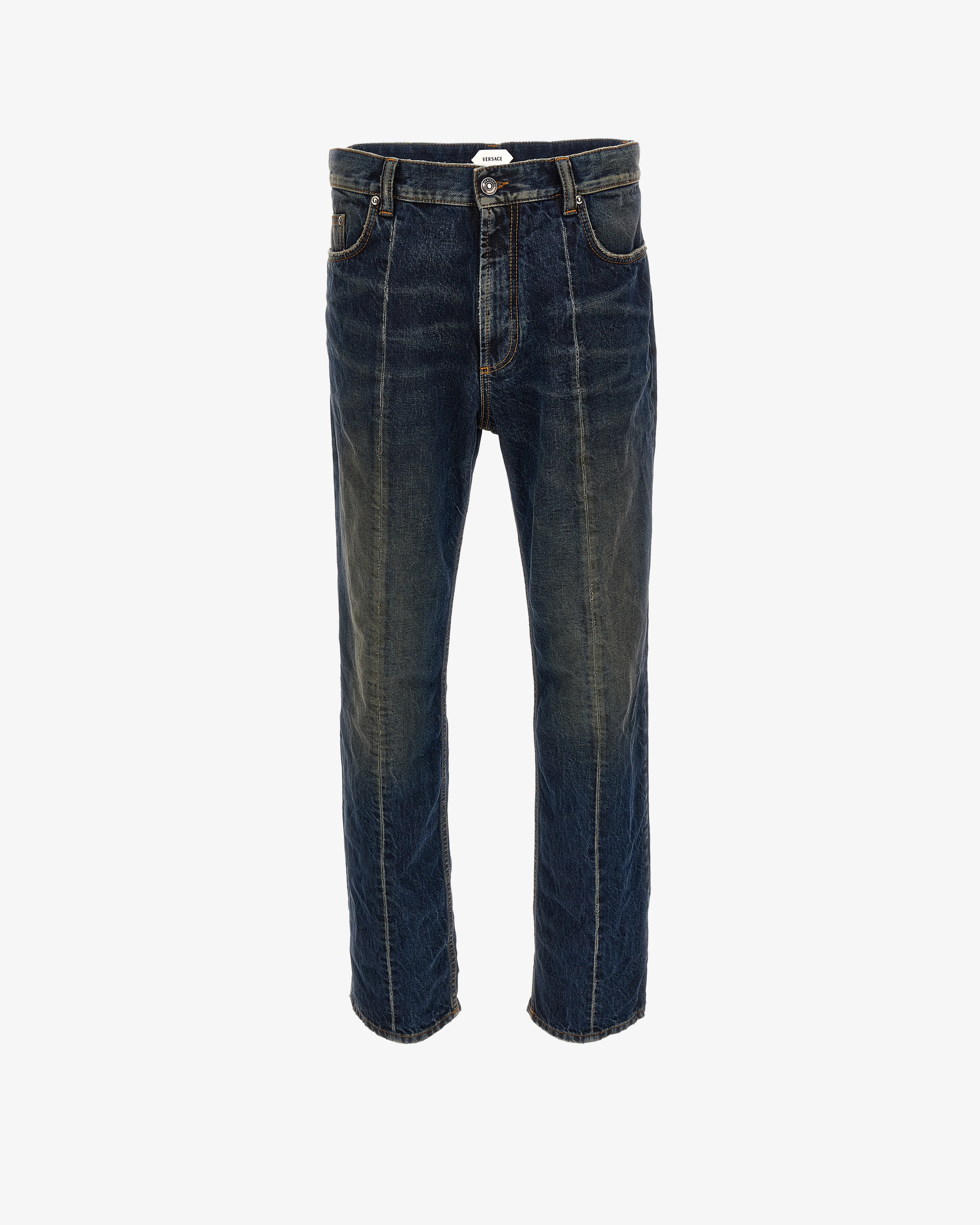 Versace - Men's Distressed Straight Jeans - (Dirty Blue)