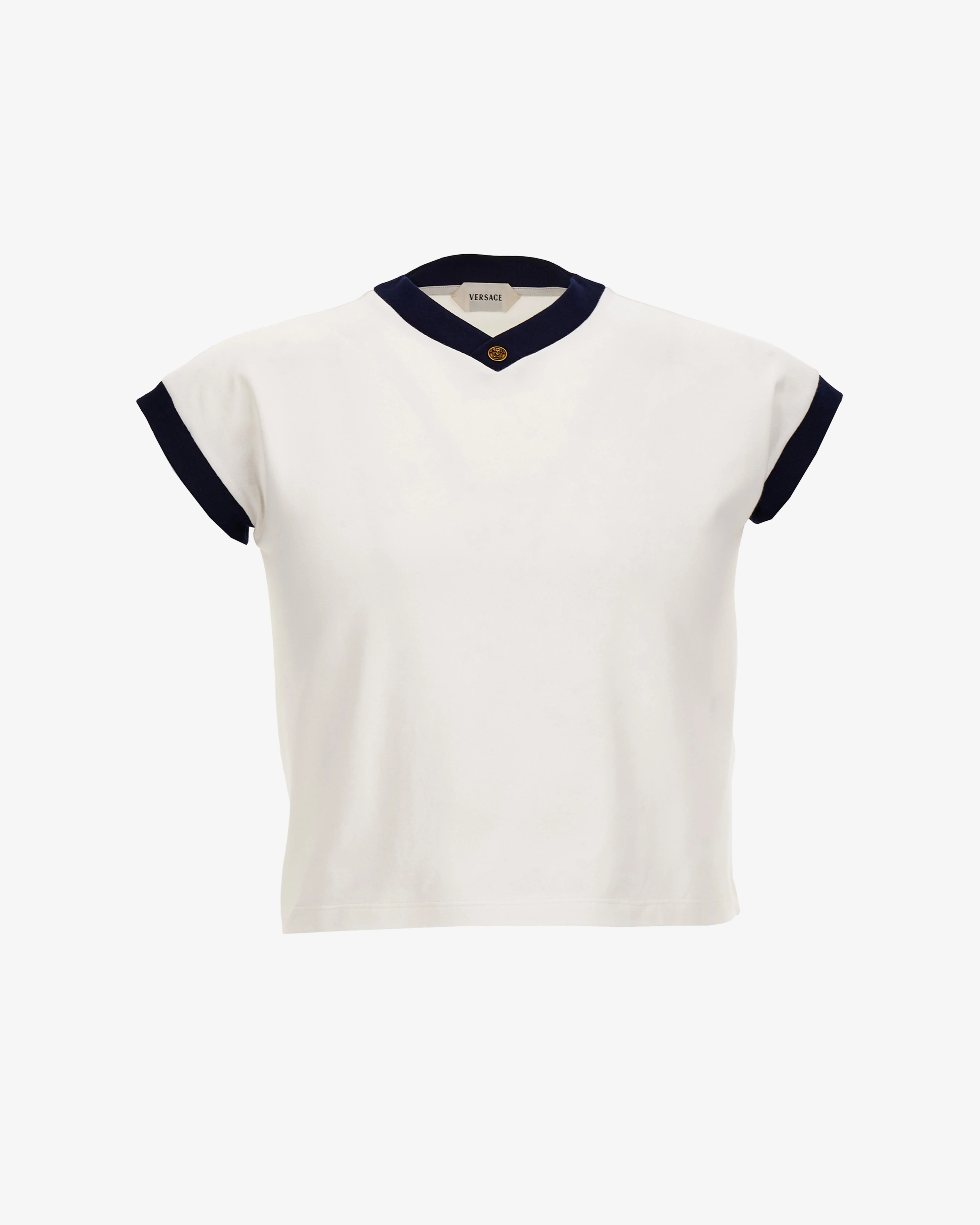 Versace - Men's Stretch Cotton-Jersey Slim T-Shirt - (White/Ink)