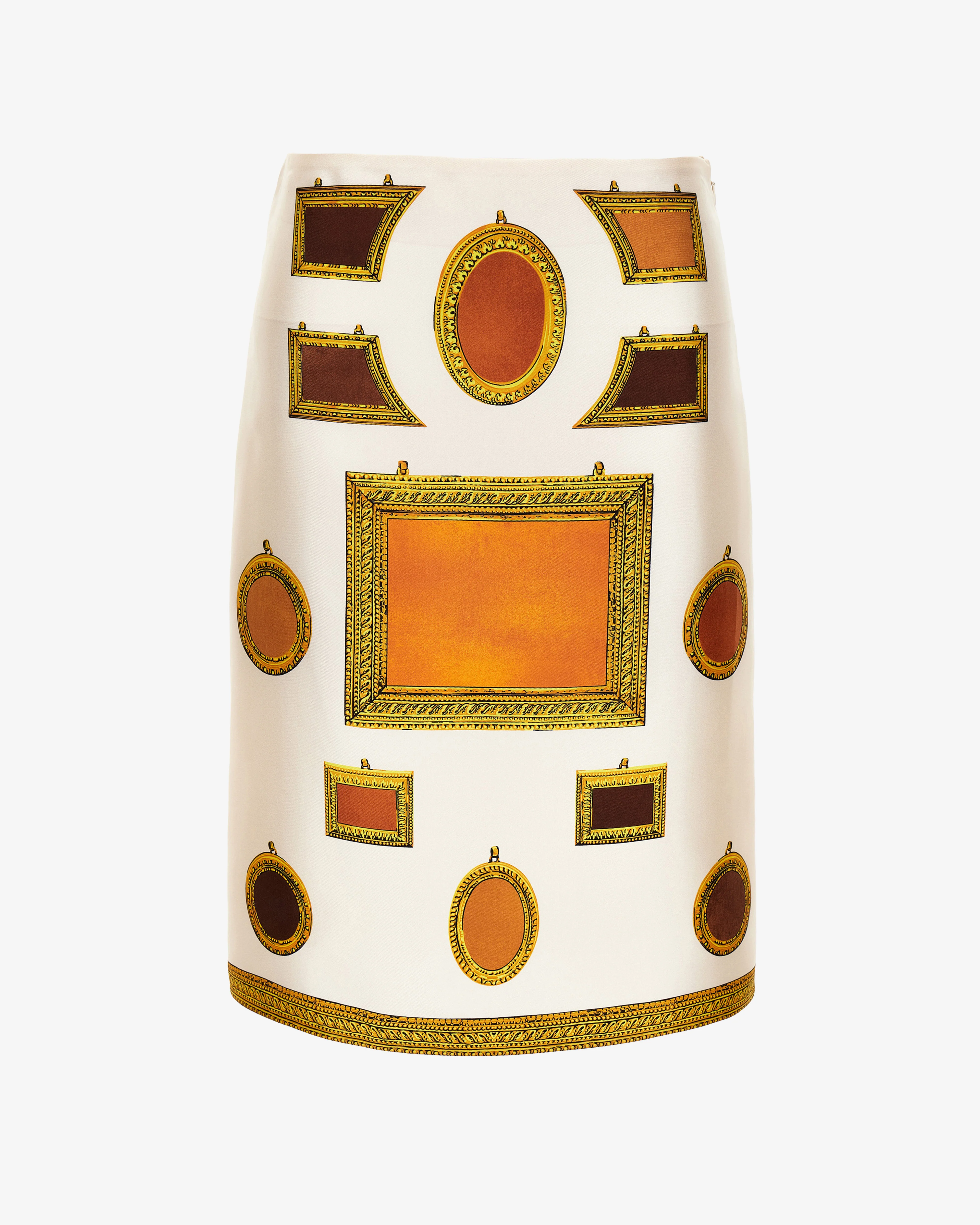 Versace - Women's Printed Silk Twill Pencil Skirt - (Ivory)