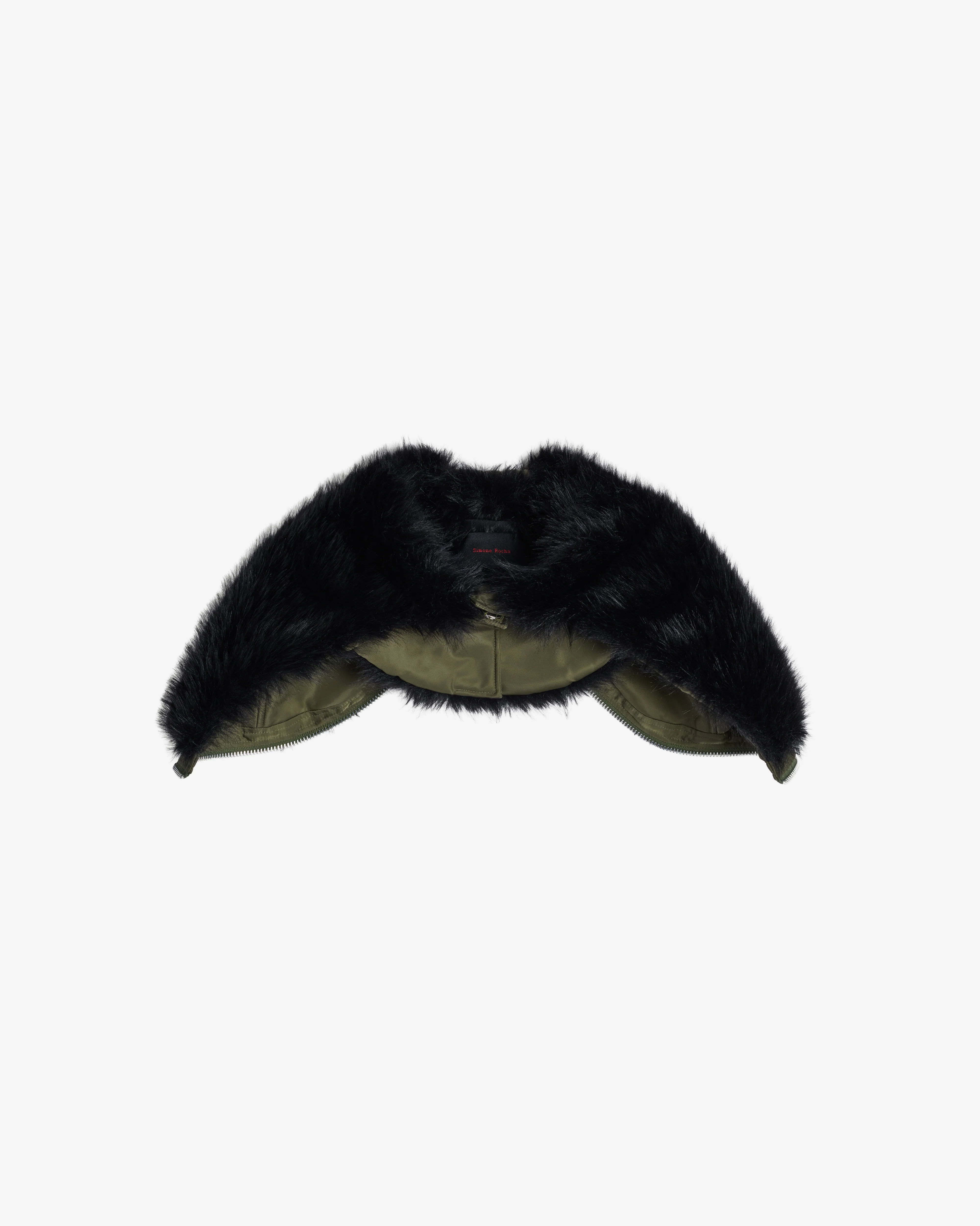 Simone Rocha - Women's Split Faux Fur Zip Hood - (Khaki/Black)