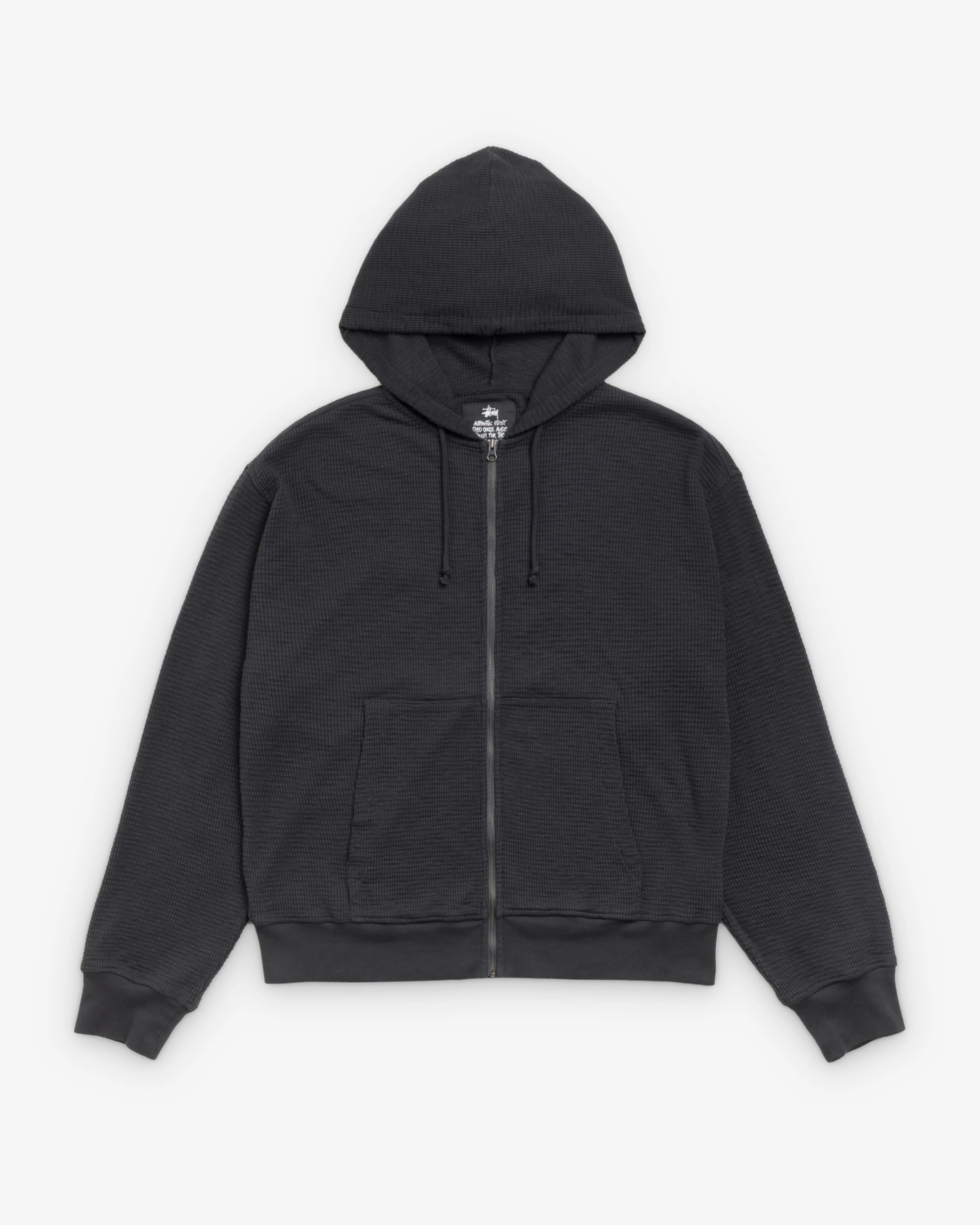 Stüssy - Men's Light Weight Thermal Hoodie - (Faded Black)