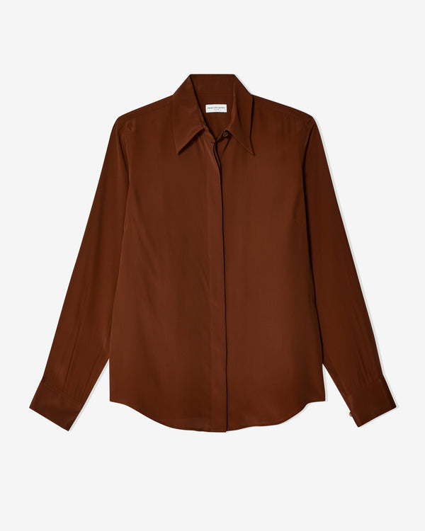 Dries Van Noten - Women
s Curved Hem Shirt - (Brown)