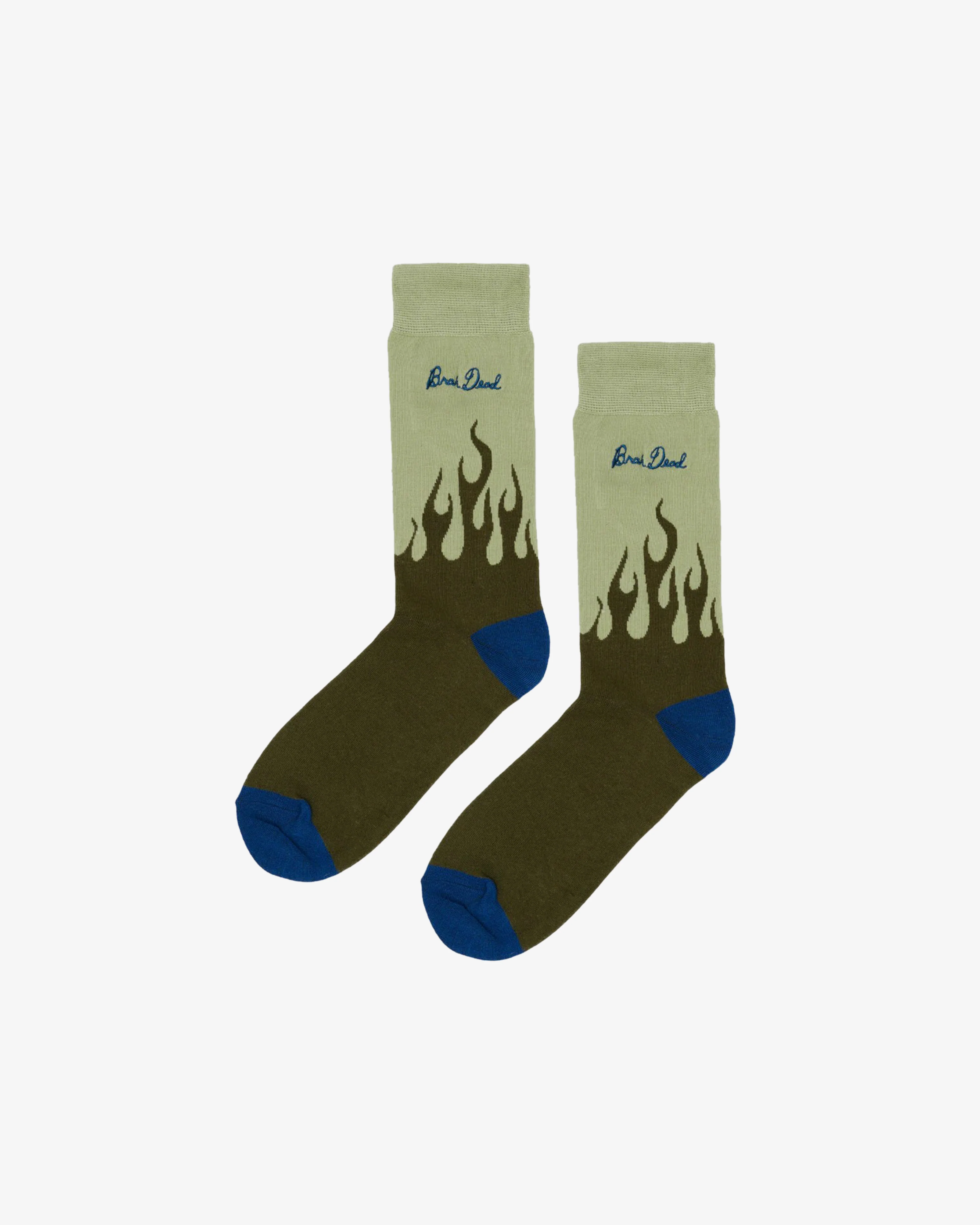 Brain Dead - Flames Dress Socks - (Green)