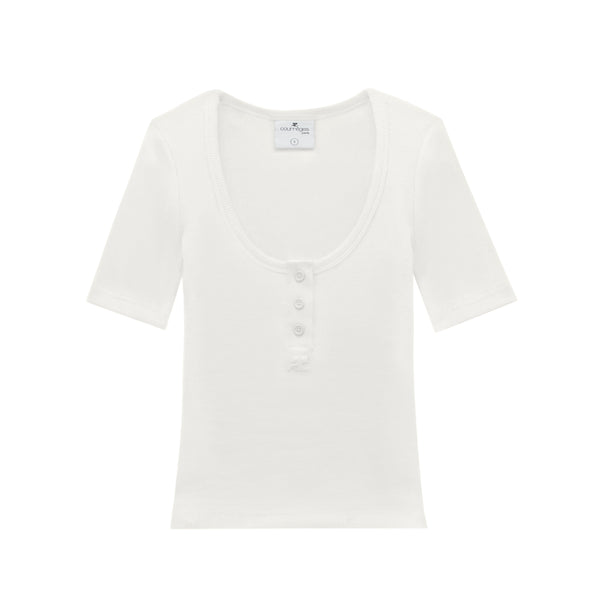 COURRÈGES - Women
s Holistic Snaps 90s Rib Top - (Heritage White)