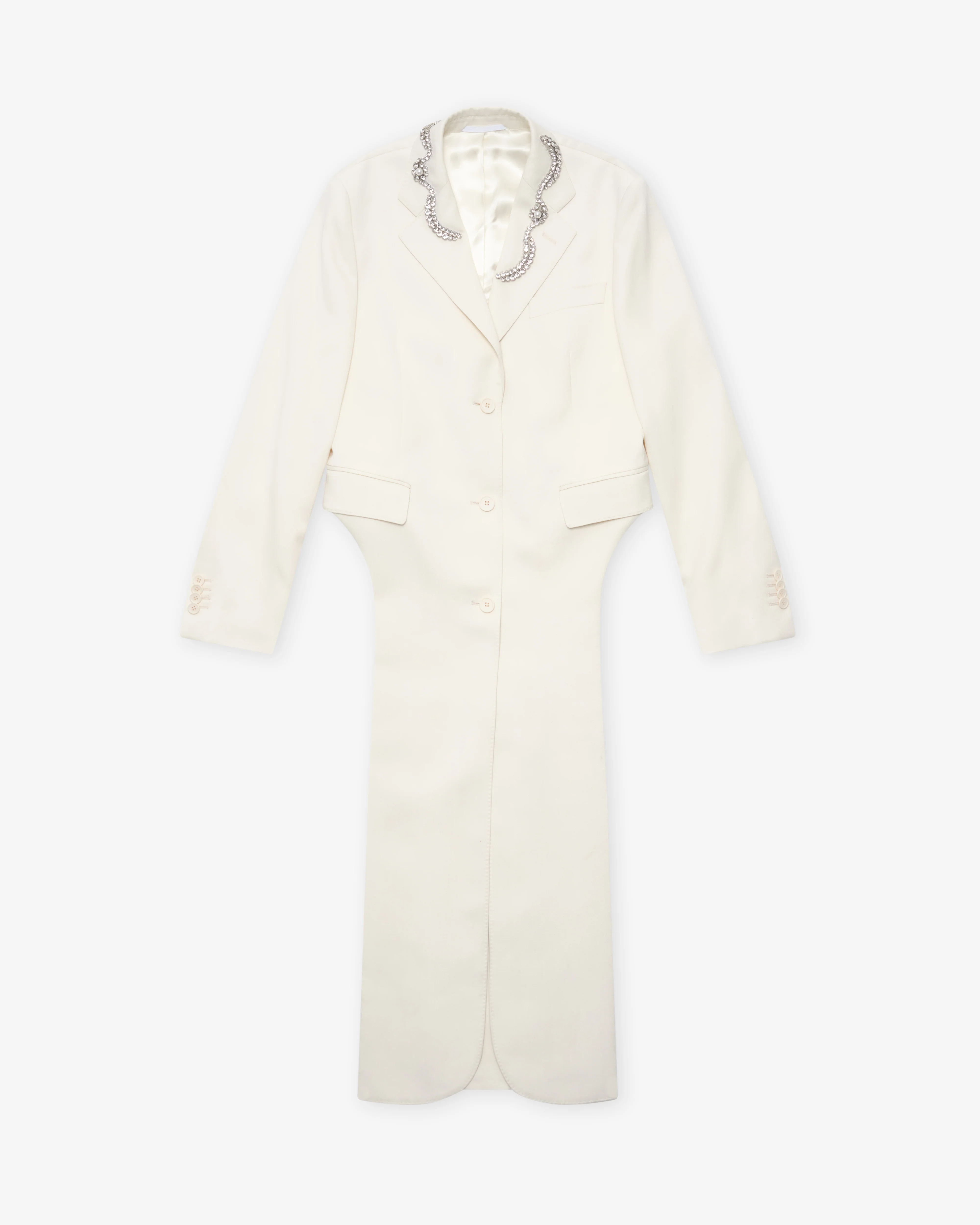 Simone Rocha - Women's Embellished Extended Hip Cutaway Tailcoat - (Cream/Pearl)