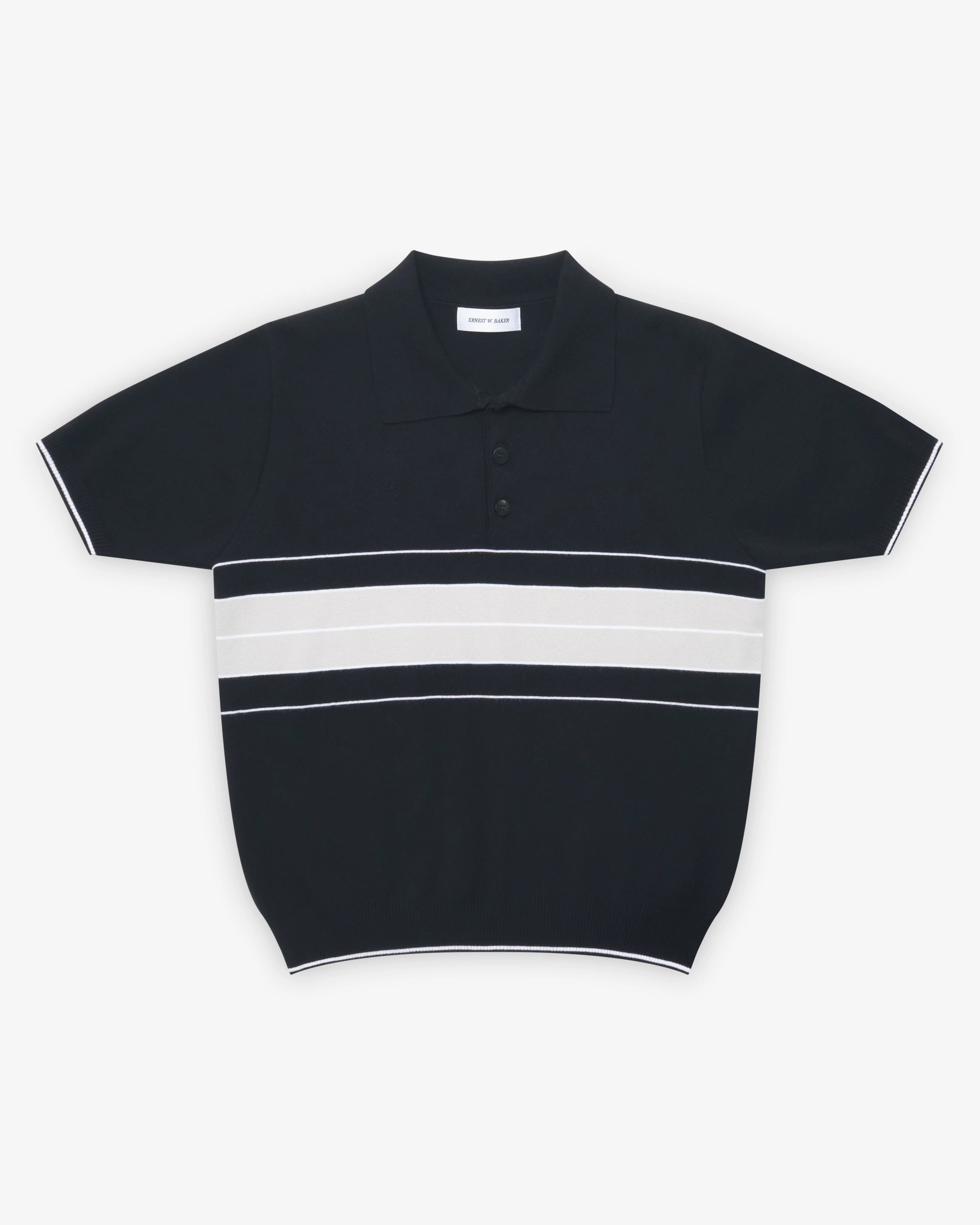 Ernest W. Baker - Men's Striped Polo - (Black/Grey)