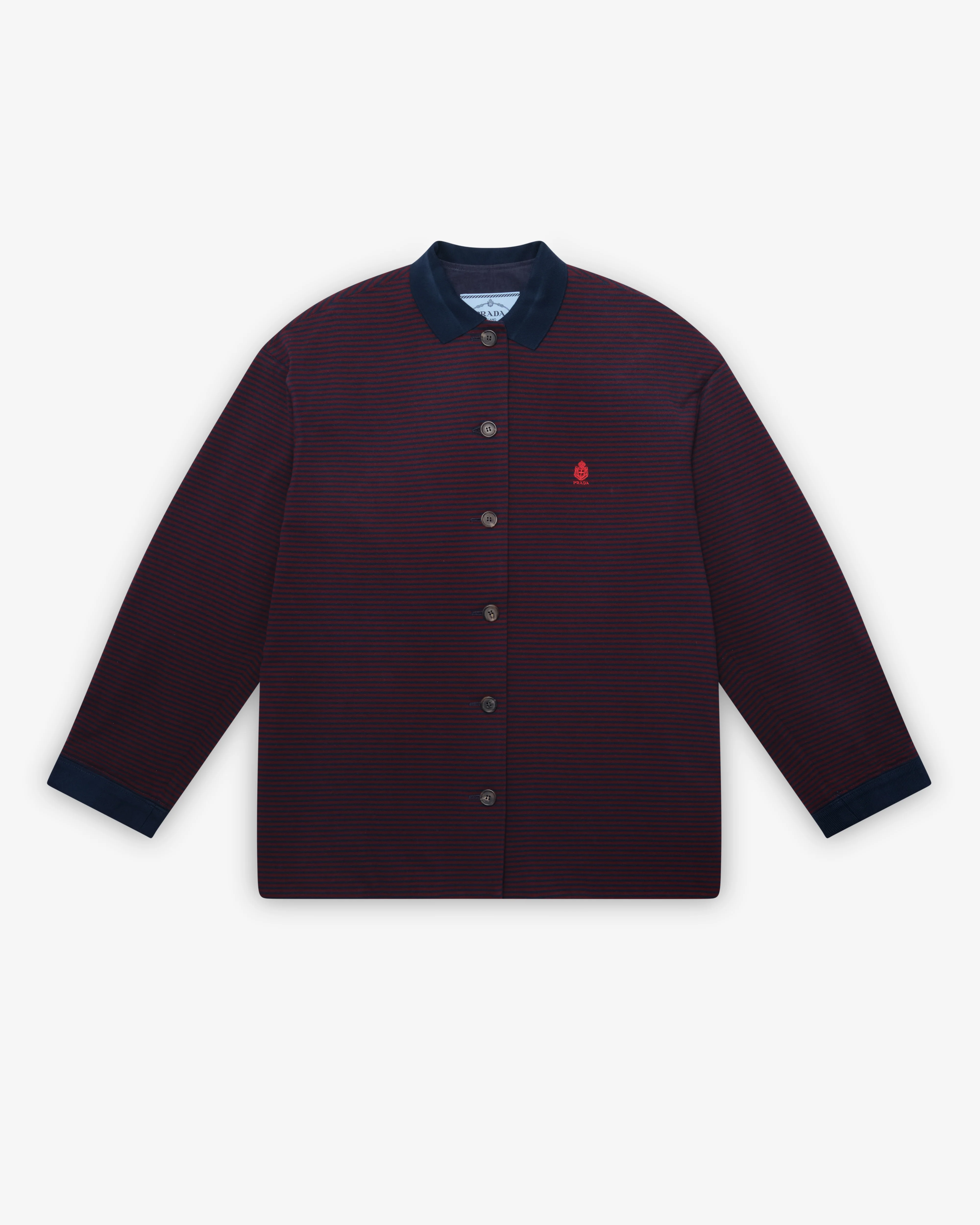 Prada - Women's Piqué Blouson Jacket - (Garnet/Blue/Ink Blue)