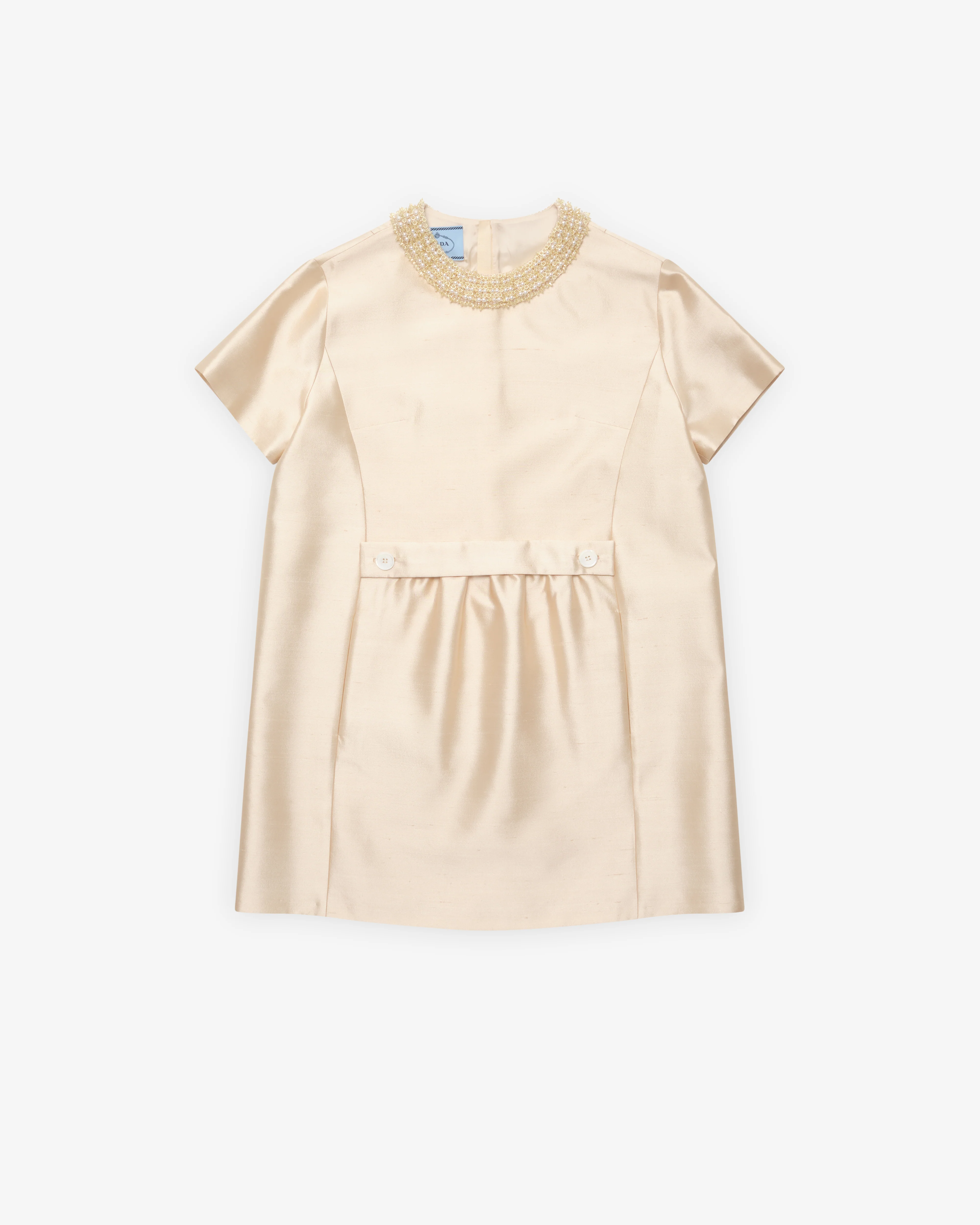 Prada - Women's Embroidered Double Shantung Dress - (Sand Beige)