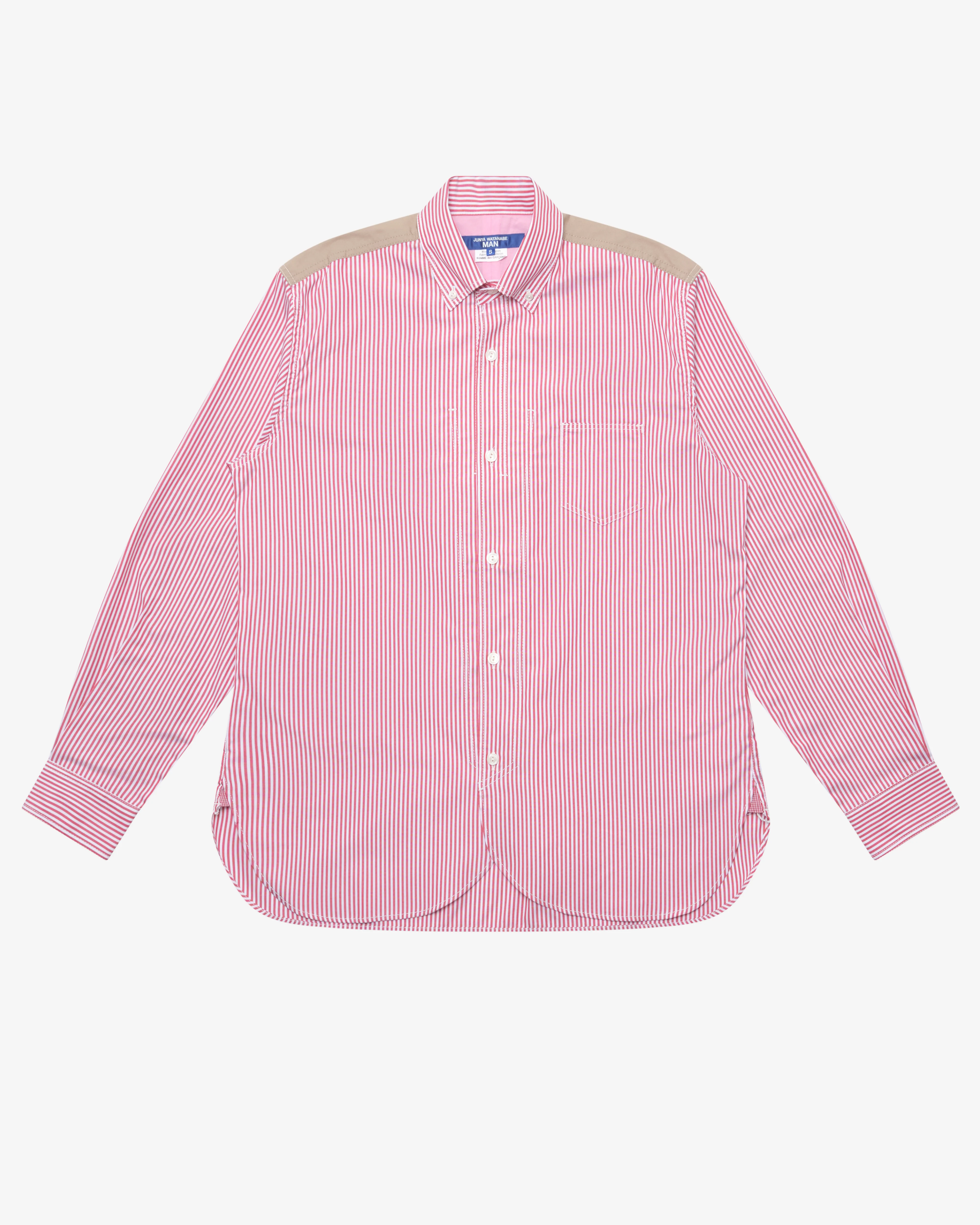 Junya Watanabe Man - Men's Striped Shirt - (White/Red/Beige)
