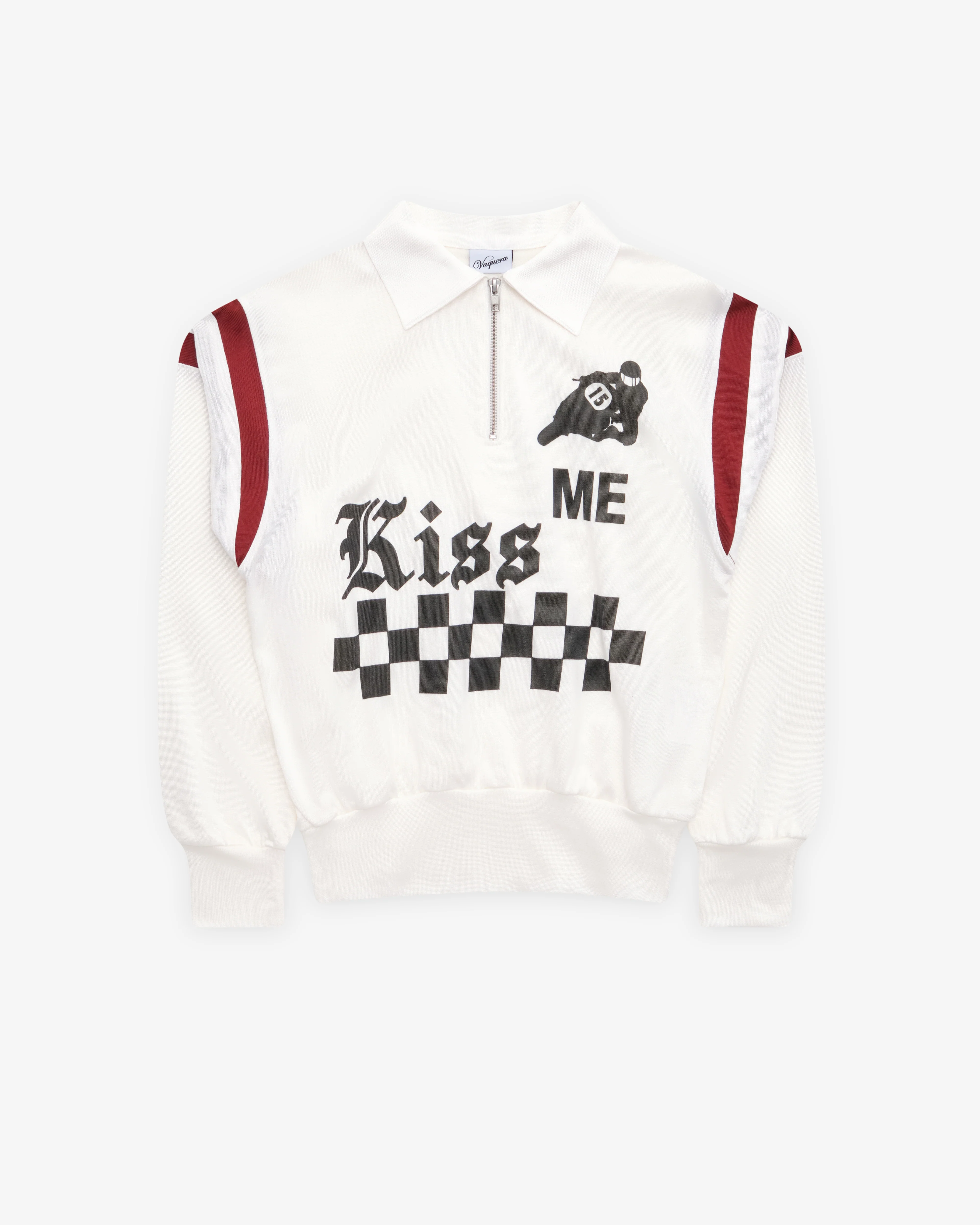 Vaquera - Women's Kiss Me Quarter Zip Pullover - (White/Red)