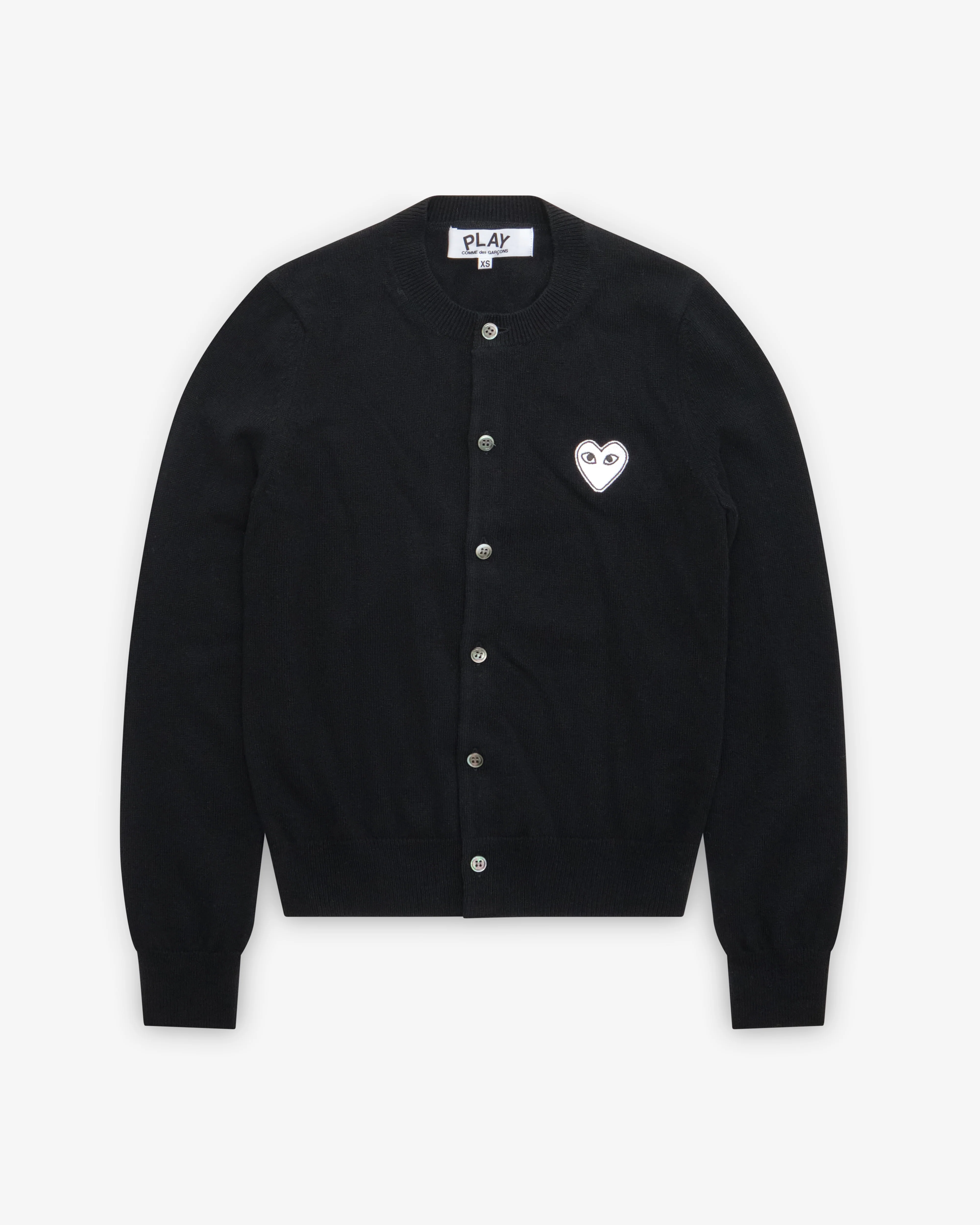 Play Comme des Garçons - White Heart Ladies’ Cardigan - (Black)
