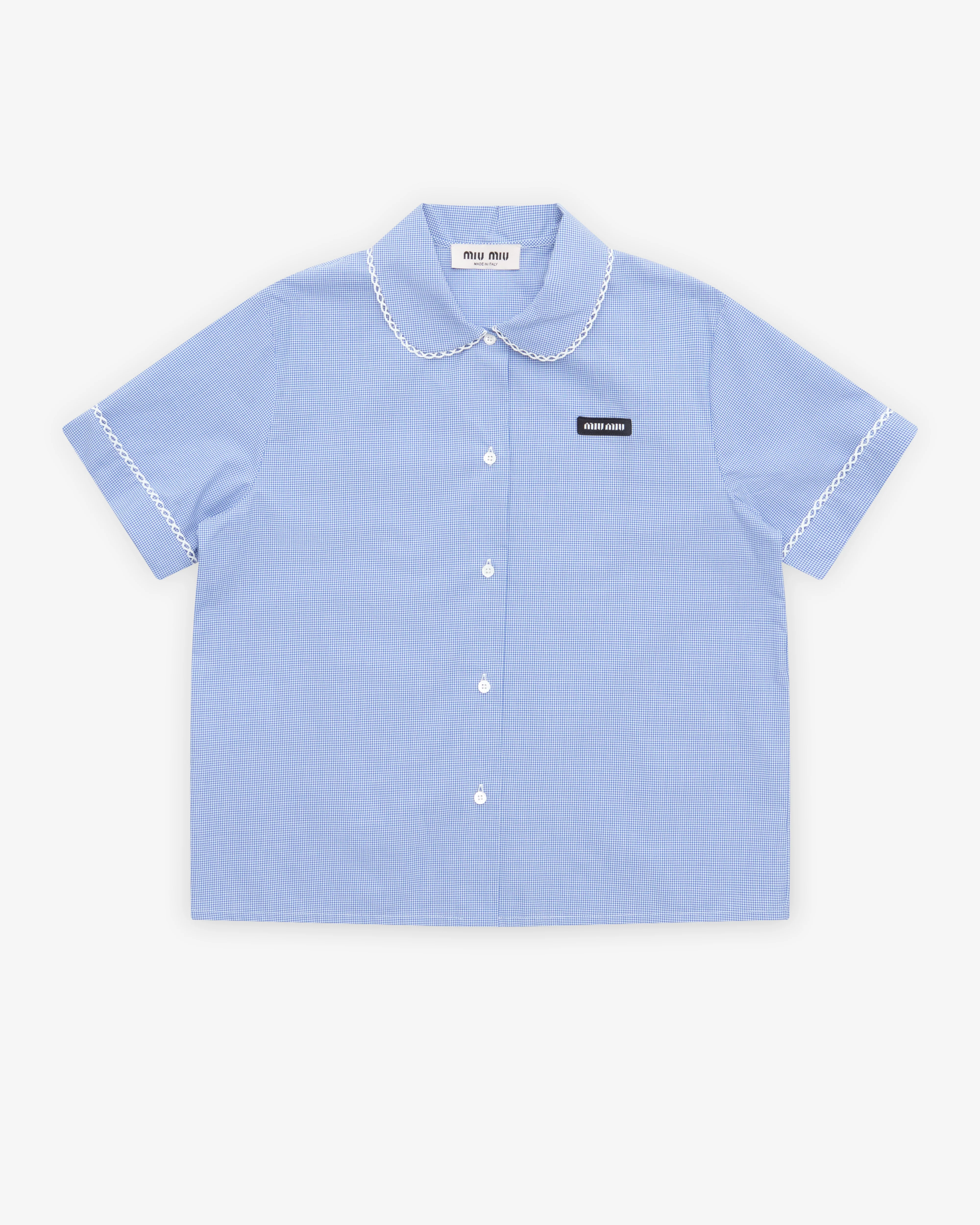 Miu Miu - Women's Gingham Shirt - (White/Light Blue)