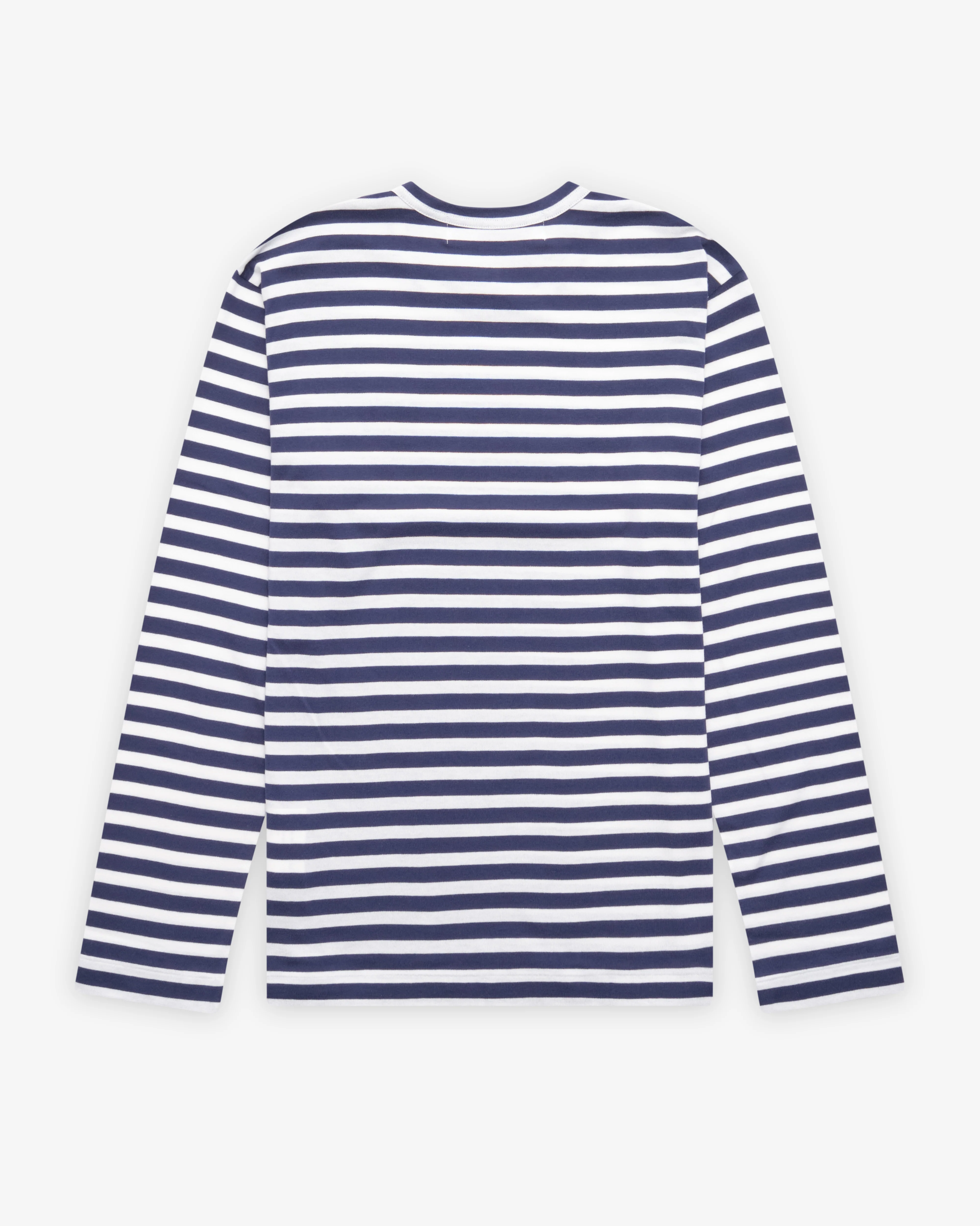 Play Comme des Garçons - Striped T-Shirt with Double Heart - (Navy/White)