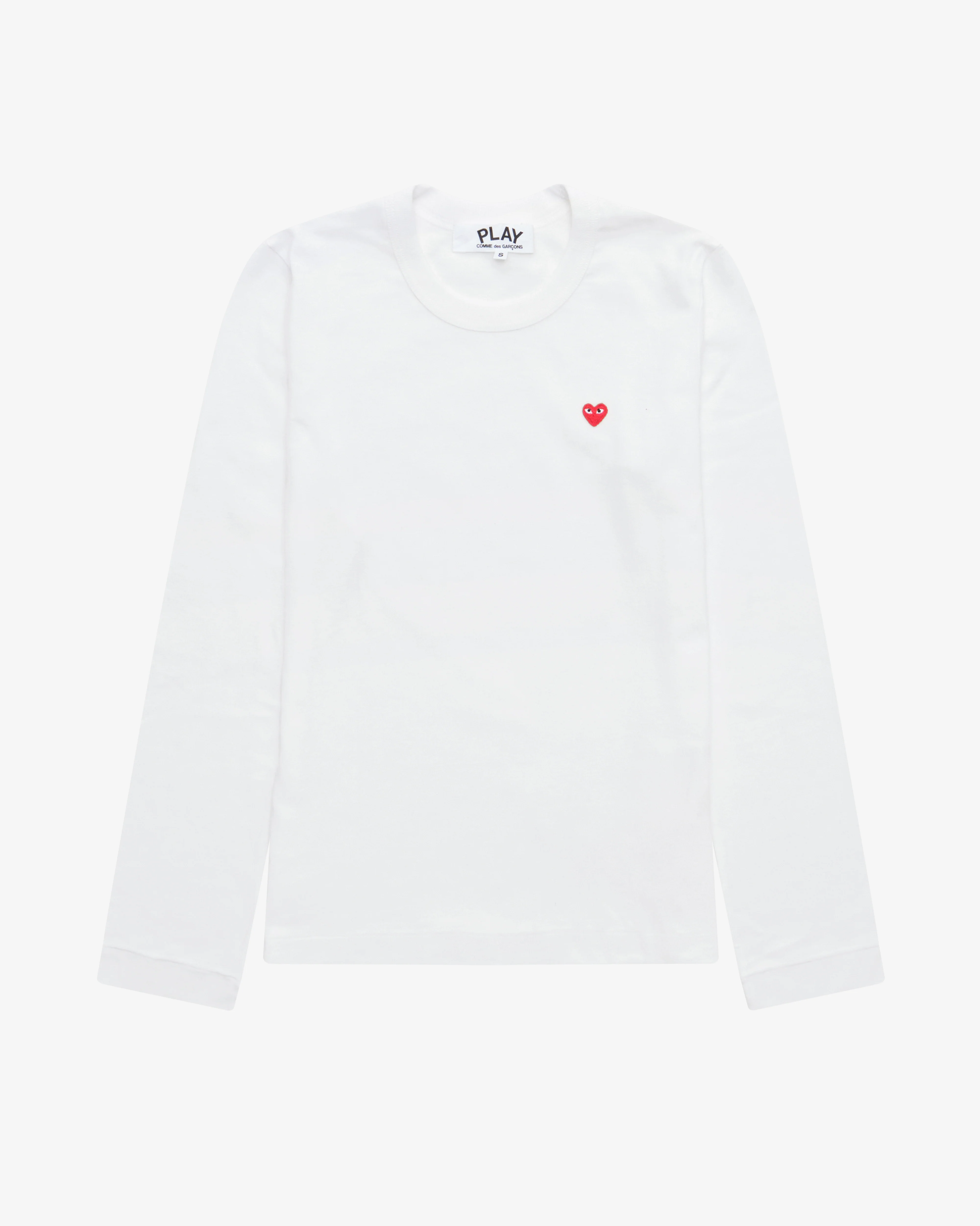 Play Comme des Garçons - Small Red Heart Long Sleeve T-Shirt - (White)