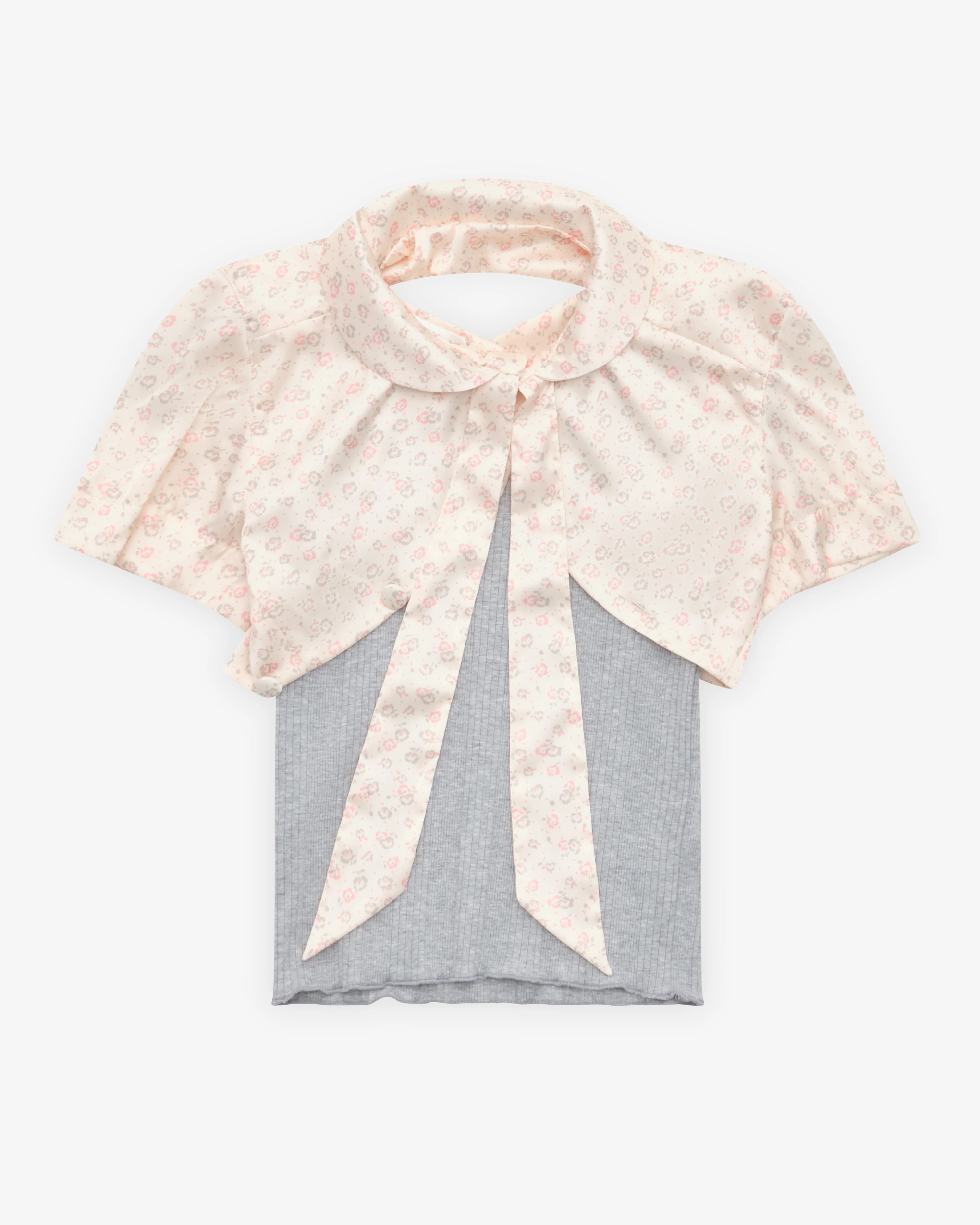 August Barron - Women's Lifted Blouse - (Cream/Floral)
