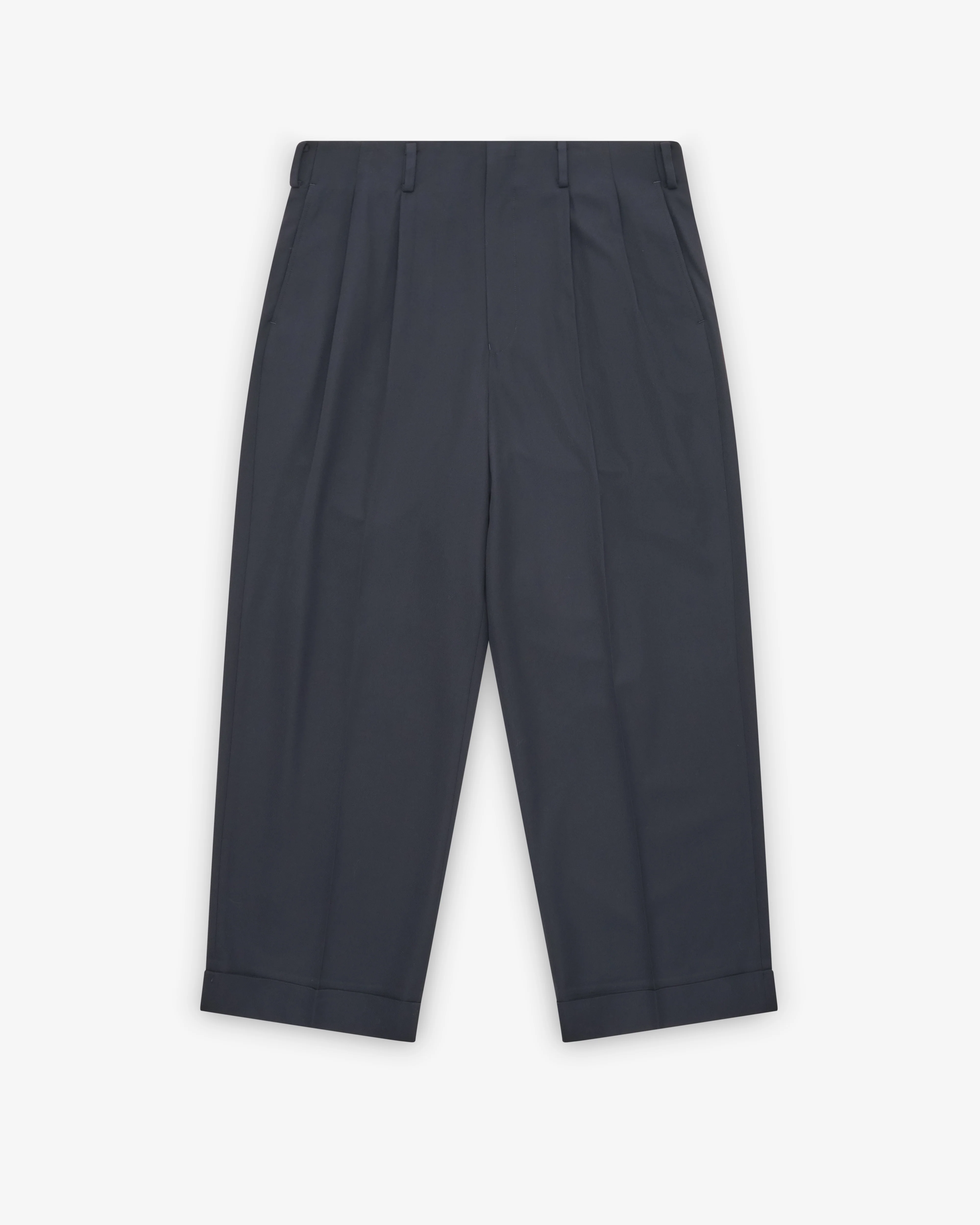 A.Presse - Men's Wool Wide Tapered Trousers - (Navy)