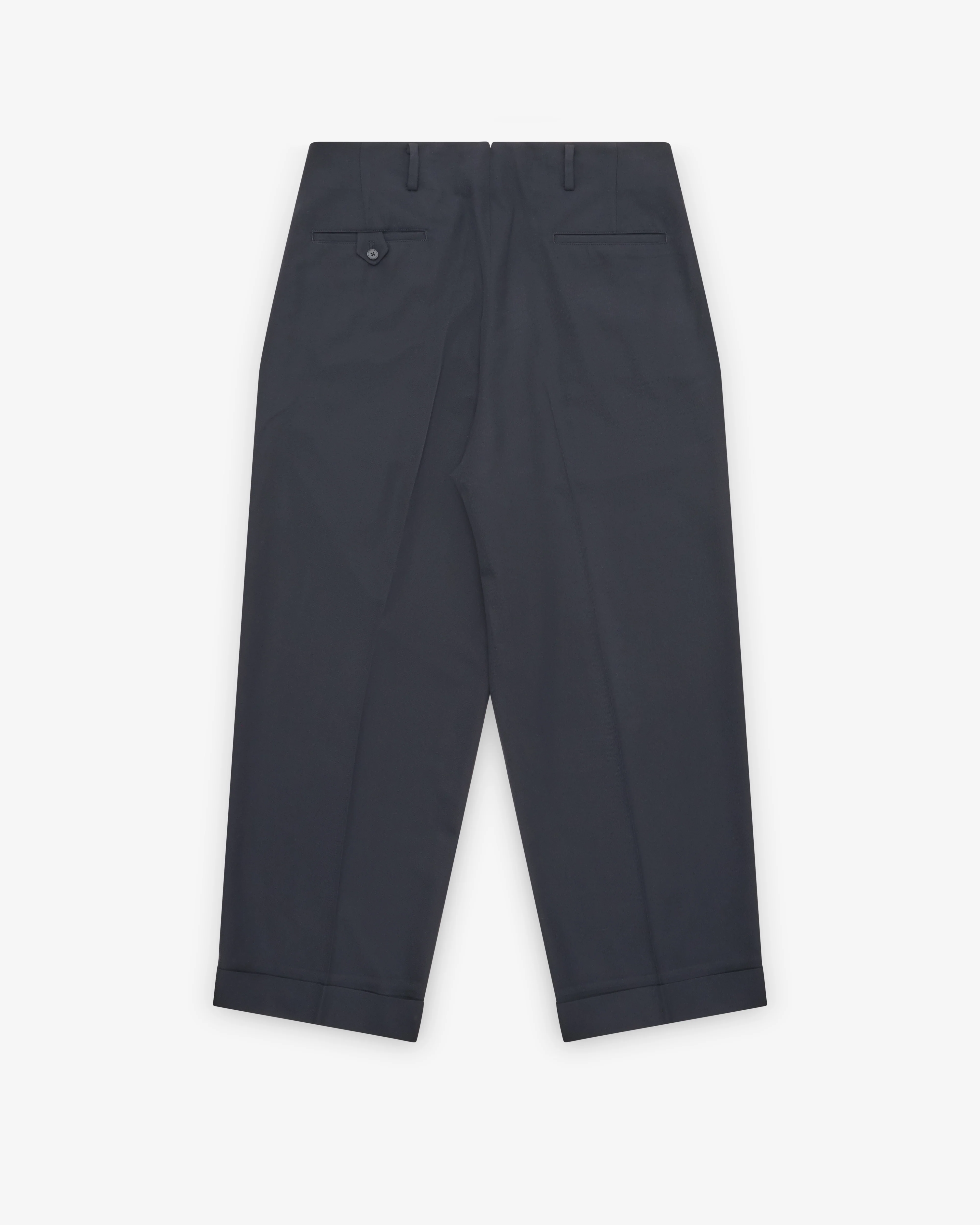 A.Presse - Men's Wool Wide Tapered Trousers - (Navy)