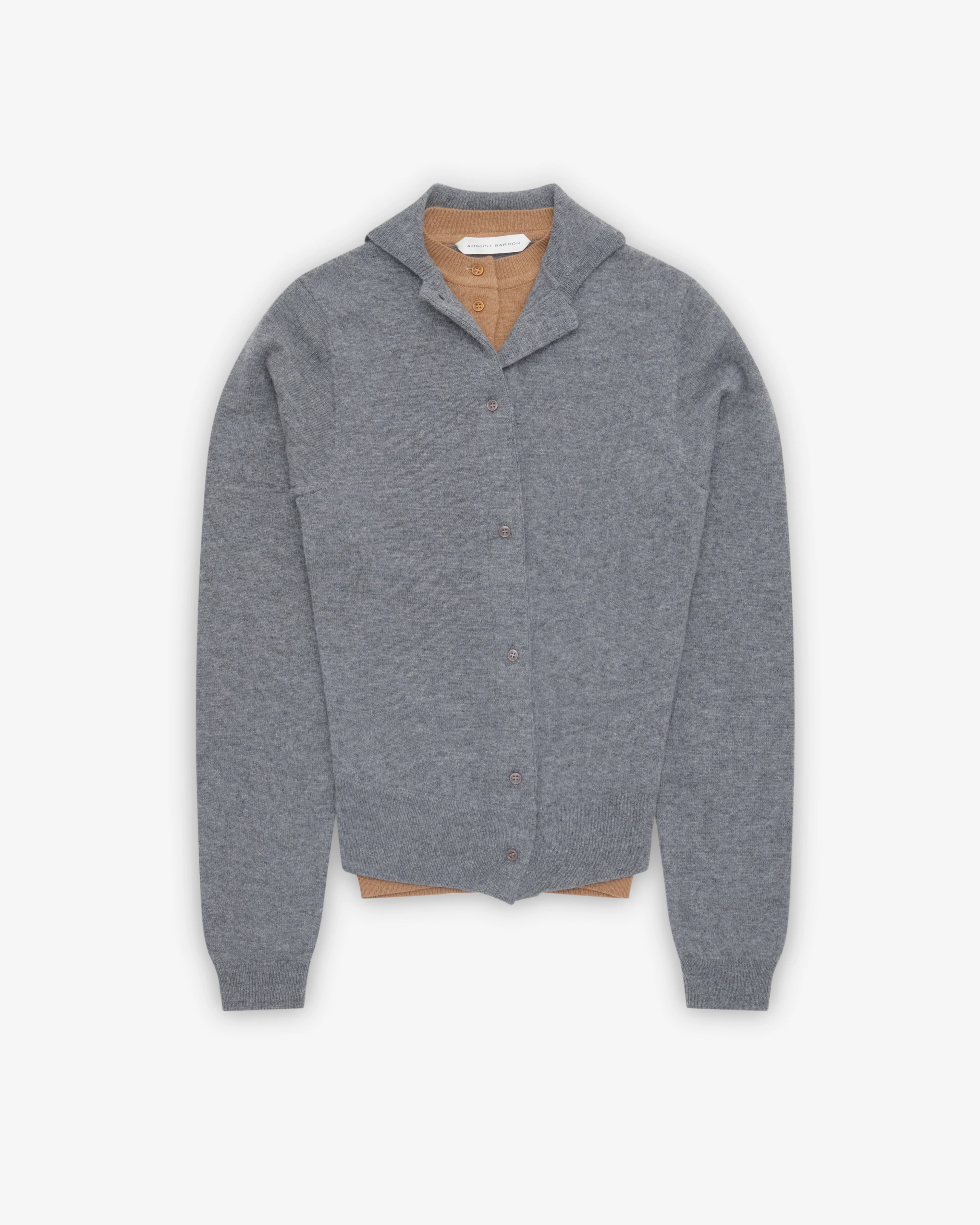 August Barron - Women's Double Cardigan - (Grey/Beige)