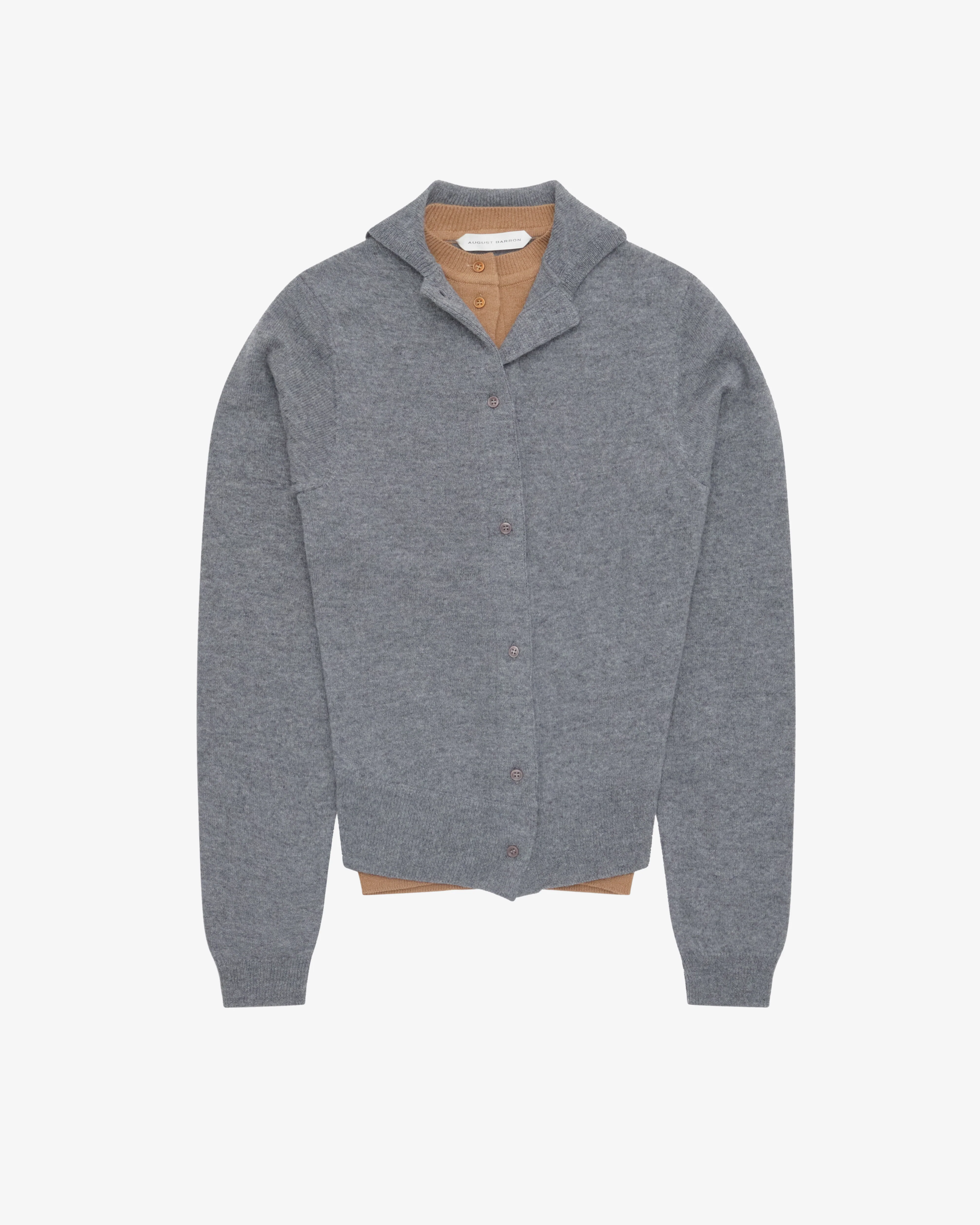 August Barron - Women's Double Cardigan - (Grey/Beige)