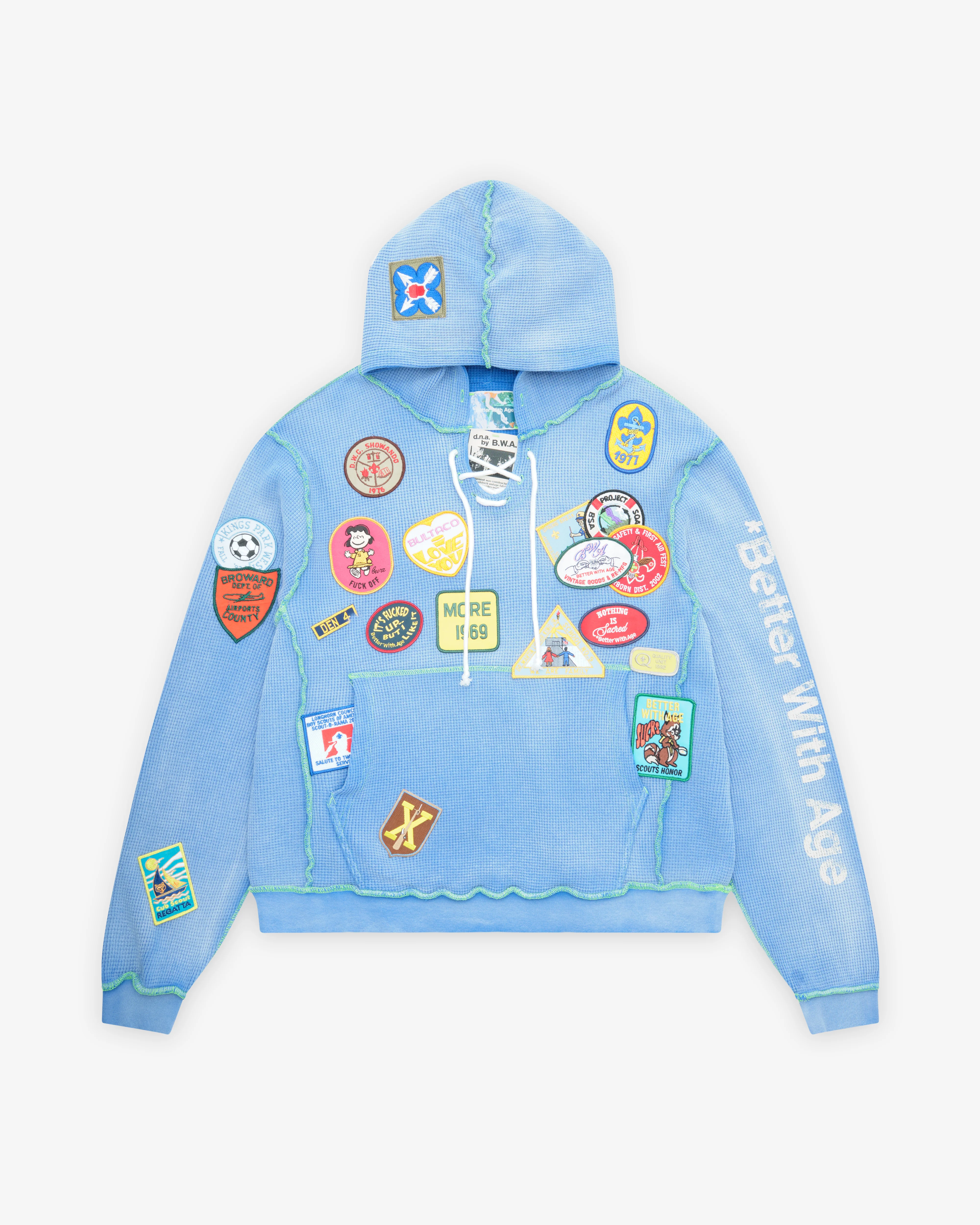 Better With Age - Men's Gentlemen's Waffle Hoodie - (Blue)